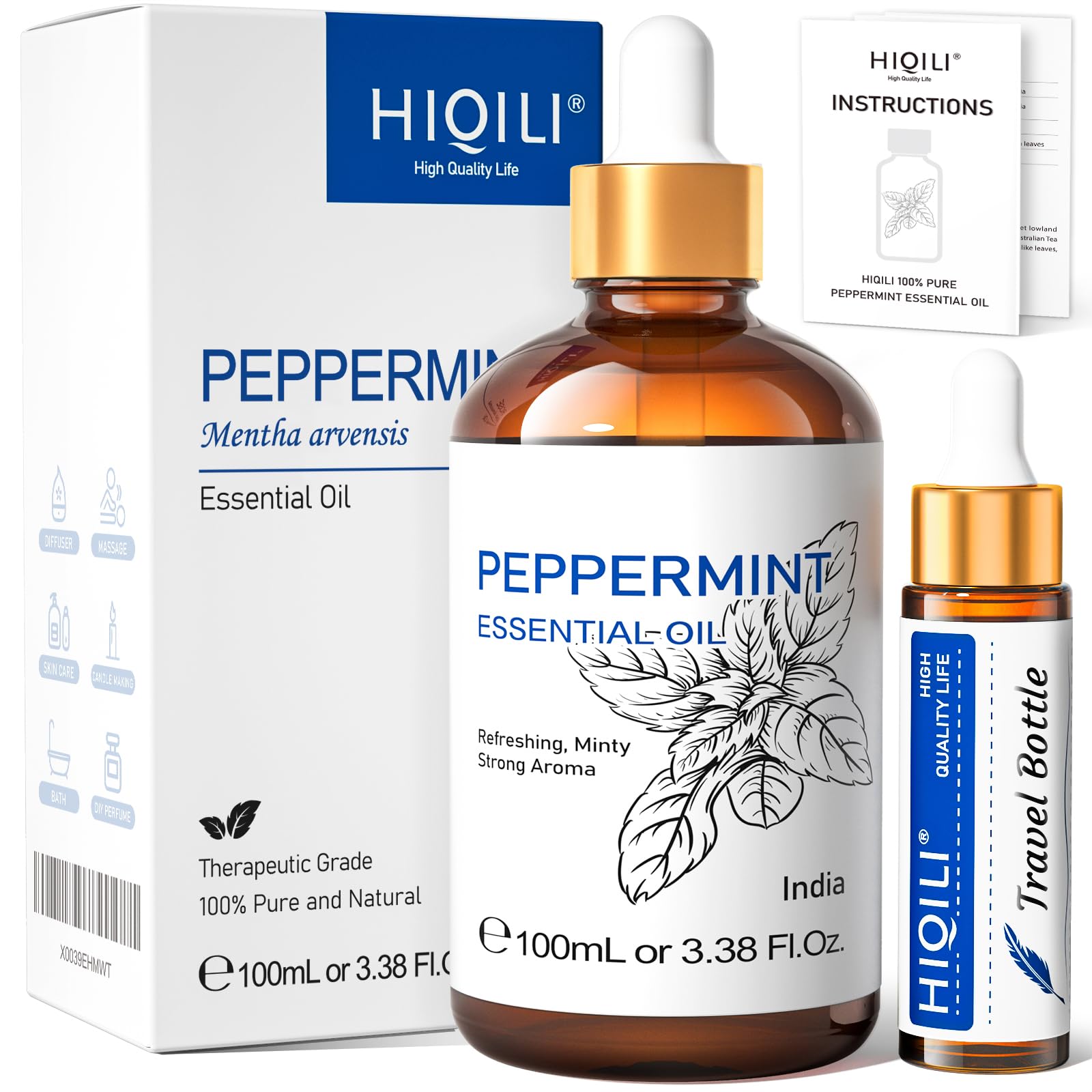 HIQILI Peppermint Essential Oil, 100% Pure Natural for Diffuser, Hair, Massage, Add to Spray HIQILI buy supplements canada