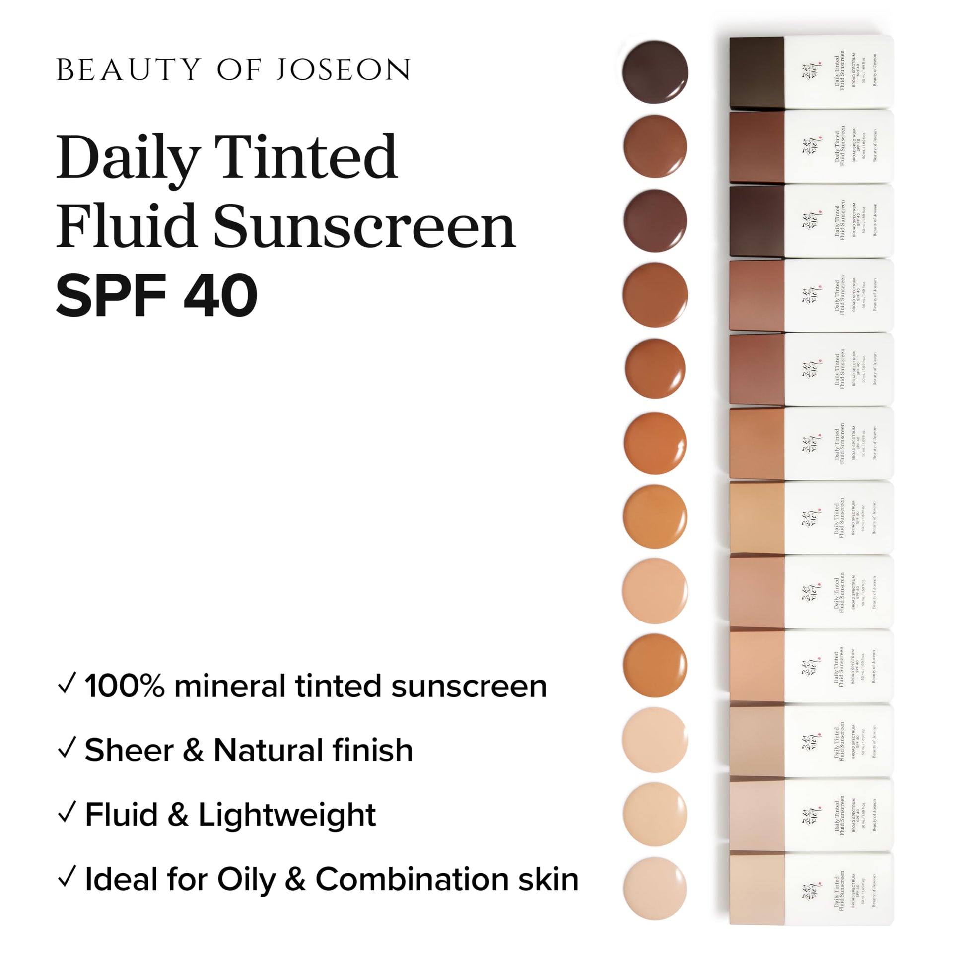 Beauty of Joseon Daily Tinted Fluid Sunscreen 12 Shades for Face Moisturizing Broad Spectrum SPF 40 Korean Skincare 50ml, 1.69 fl.oz Beauty of Joseon buy supplements canada