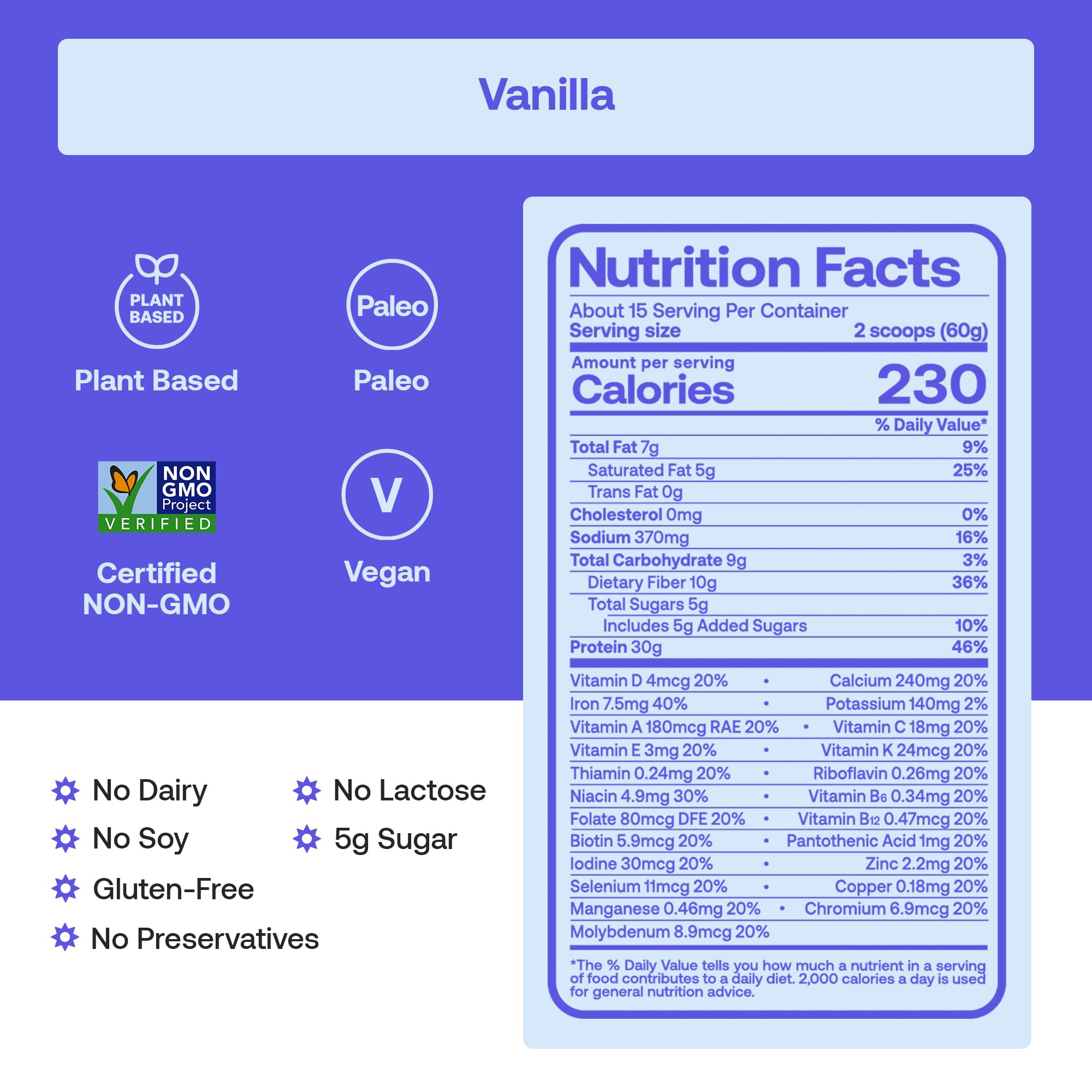 Happy Viking Plant-Based Protein Powder +100 Superfoods Vanilla Meal Replacement Shake, Created by Venus Williams, 30g Plant Protein, 10g Fiber, Vegan, Gluten-Free, Non-GMO, 15 Meals Happy Viking buy supplements canada