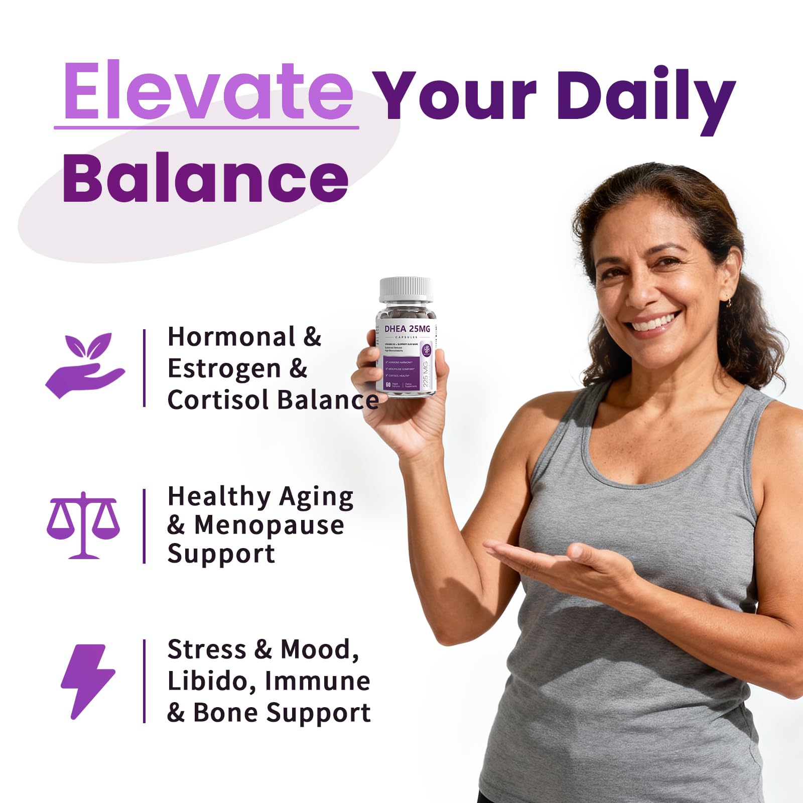 Women's DHEA 25mg Supplement with Vitamin D3 & Slippery Elm – Daily Hormone Support for Energy, Mood, Immune & Healthy Aging – Gentle Balance Formula, Vegan Capsules, 60 Count iMATCHME buy supplements canada