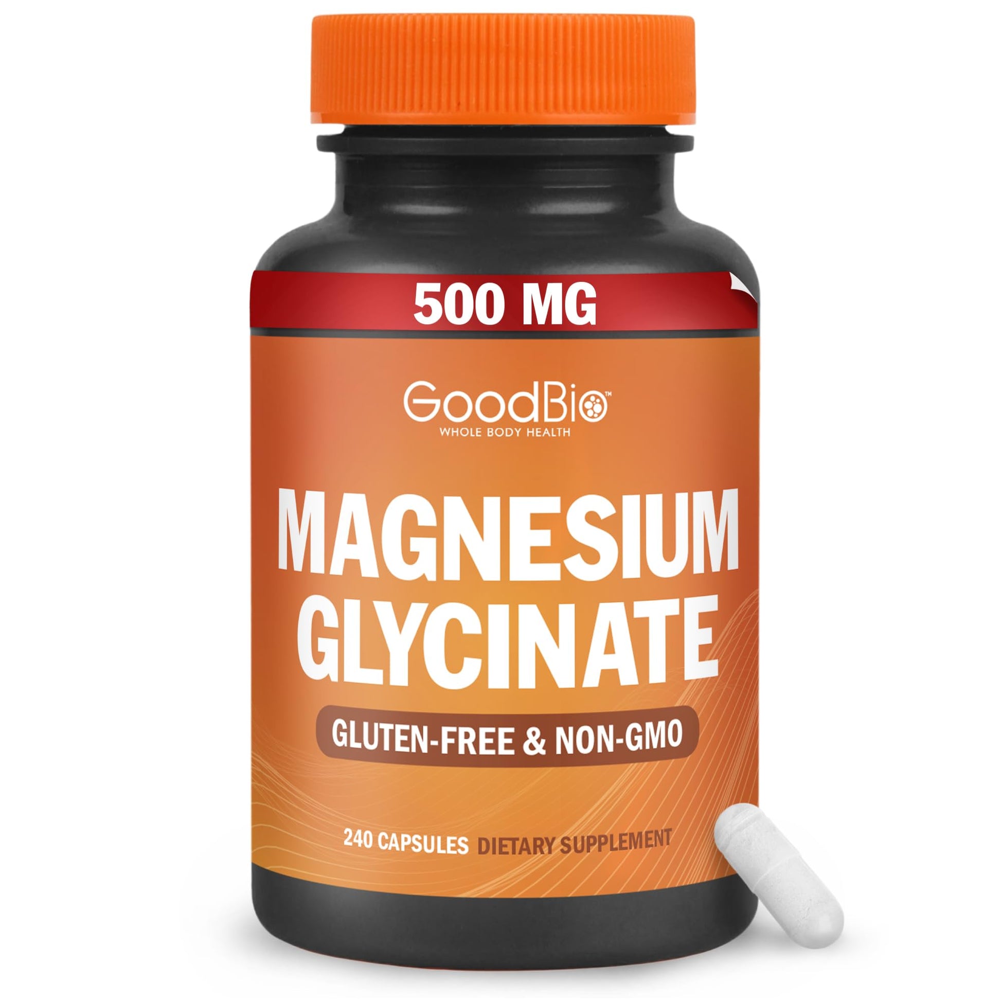 Magnesium Glycinate - High Absorption Magnesium Supplement 500mg Per Serving for Stress Relief, Sleep, Heart and Bone Health, Nerve Support - Non-GMO, Gluten-Free, Gentle on Stomach, 240 Capsules GOODBIO buy supplements canada