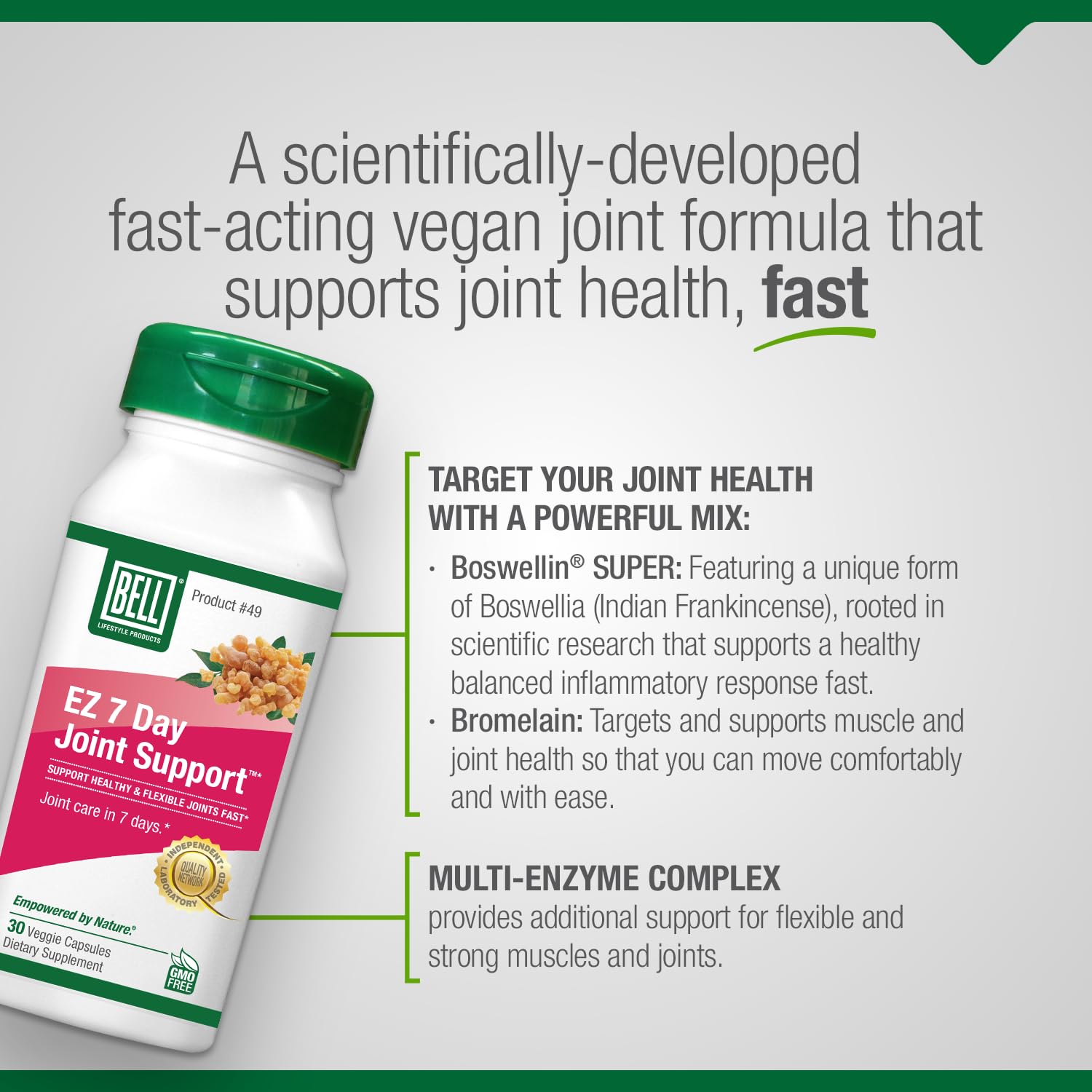 Bell EZ 7 Day Joint Support ™ -Fast-Acting, Once-Daily Joint Health Supplement – Helps Relieve Knee Pain, Swelling & Supports Muscle Recovery – Vegan – 30 Capsules Bell buy supplements canada