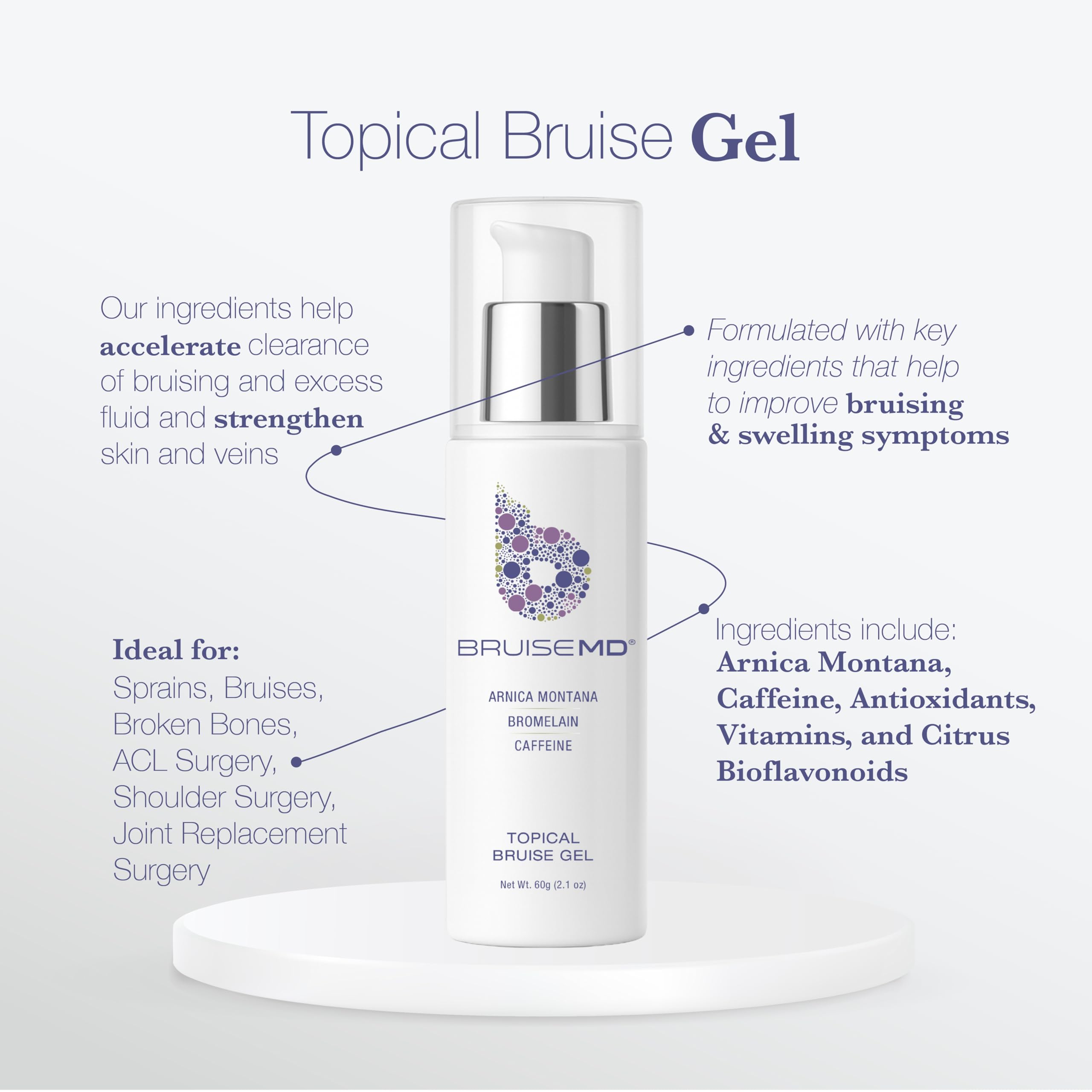 BruiseMD Topical Gel for Bruising and Swelling, 20% Arnica, Bromelain, Caffeine, Advanced Concentrated Bruise Treatment Formula, 60g (2 fl oz) BruiseMD buy supplements canada