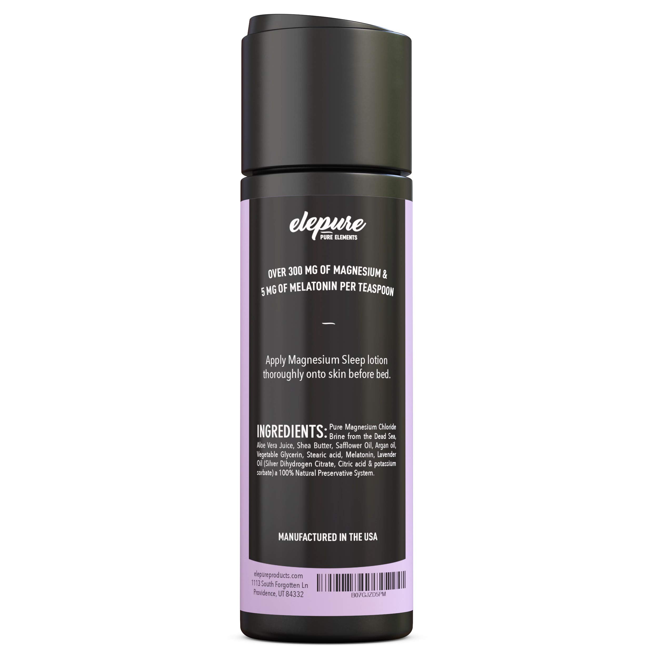 Elepure Pure Elements Magnesium Sleep Lotion with Lavender and Melatonin - Topical Application Night Cream- High Potency - Organic Materials - Large Size - Great Value - 8 fl. oz Elepure Pure Elements buy supplements canada