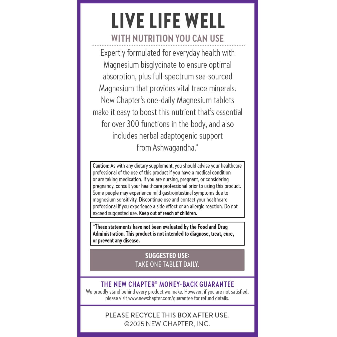 New Chapter Magnesium + Ashwagandha Supplement, 325 mg with Magnesium Glycinate for Muscle Relaxation & Recovery, Heart, Nerve & Bone Health, 2.5X Absorption, Non-GMO - 30 ct (1 Month Supply) New Chapter buy supplements canada