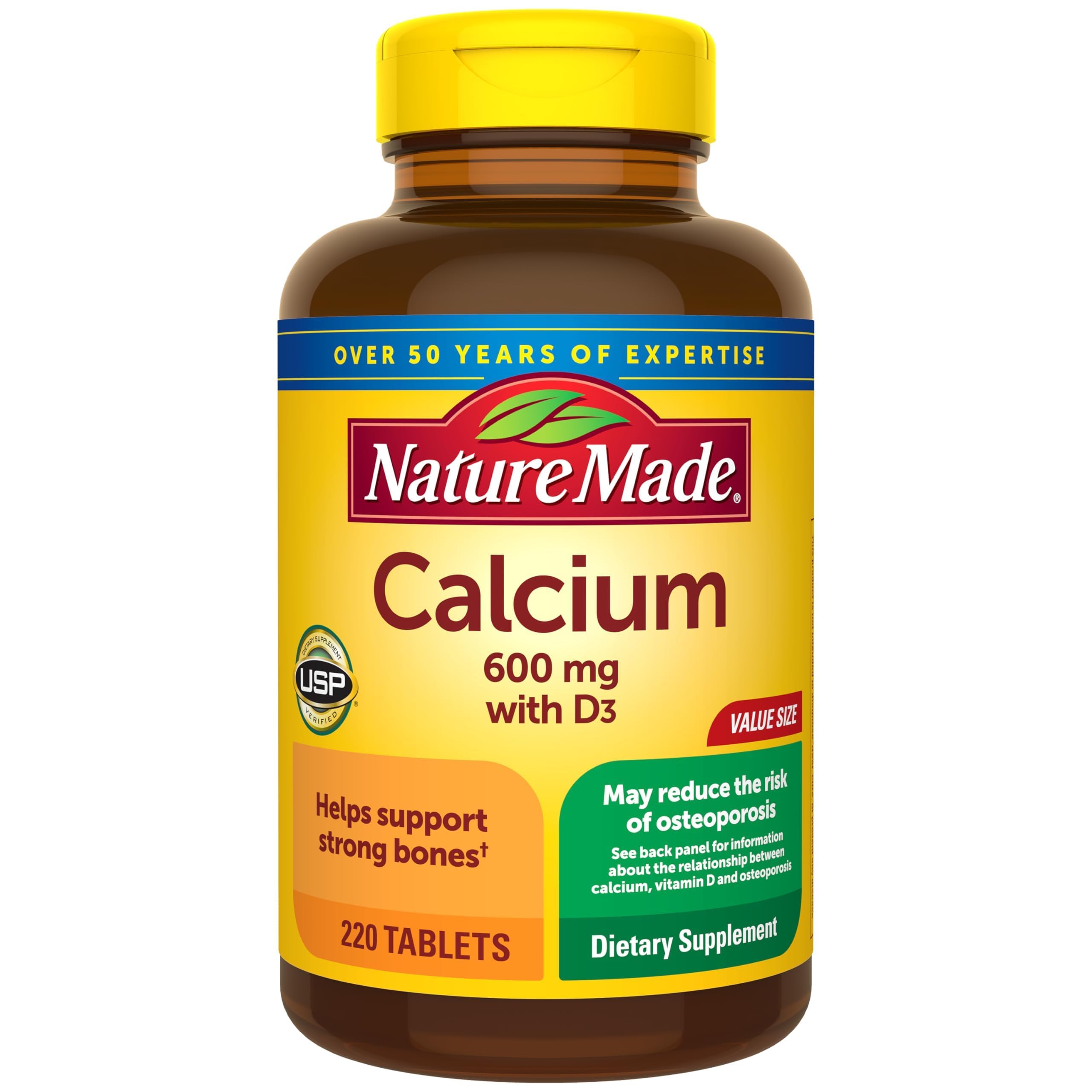 Nature Made Calcium 600 mg with Vitamin D3, Dietary Supplement for Bone Support, 220 Tablets Nature Made buy supplements canada