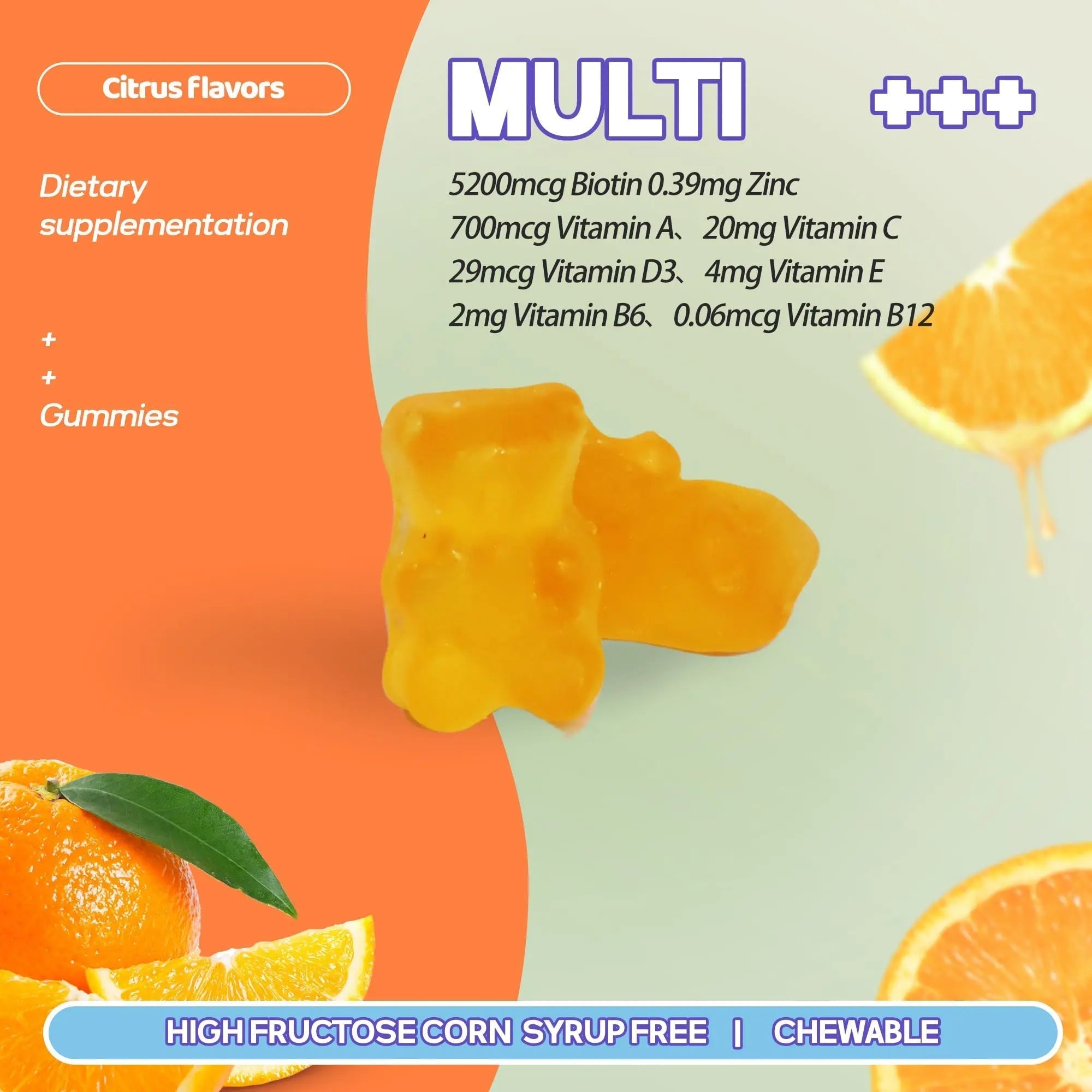 Faroromy Multivitamin Gummies for Adult 5200mcg Biotin, Citrus Flavored Daily Multivitamins with Vitamins A, C, D3, E, B6 and B12 Faroromy buy supplements canada