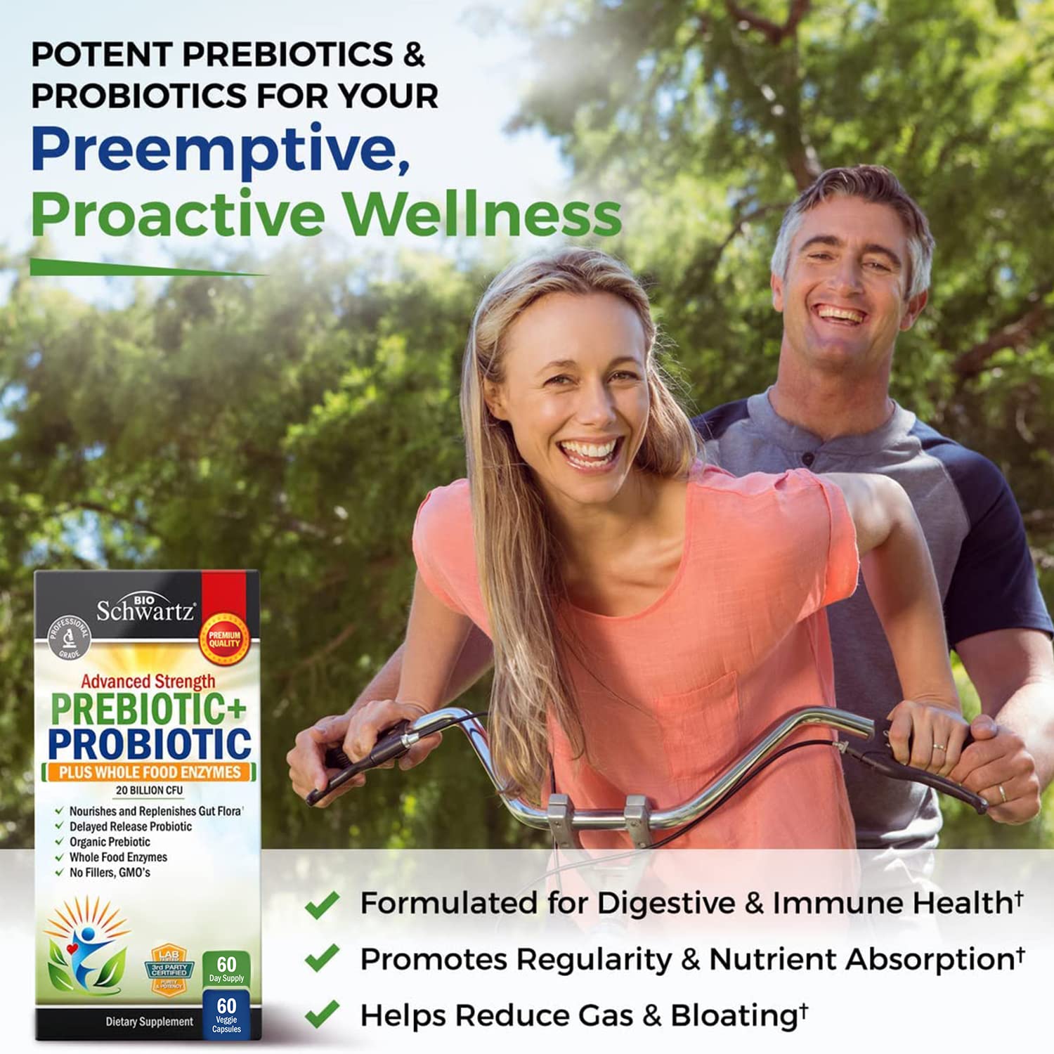 Prebiotics and Probiotic with Whole Food Enzymes for Adults Women & Men BioSchwartz buy supplements canada