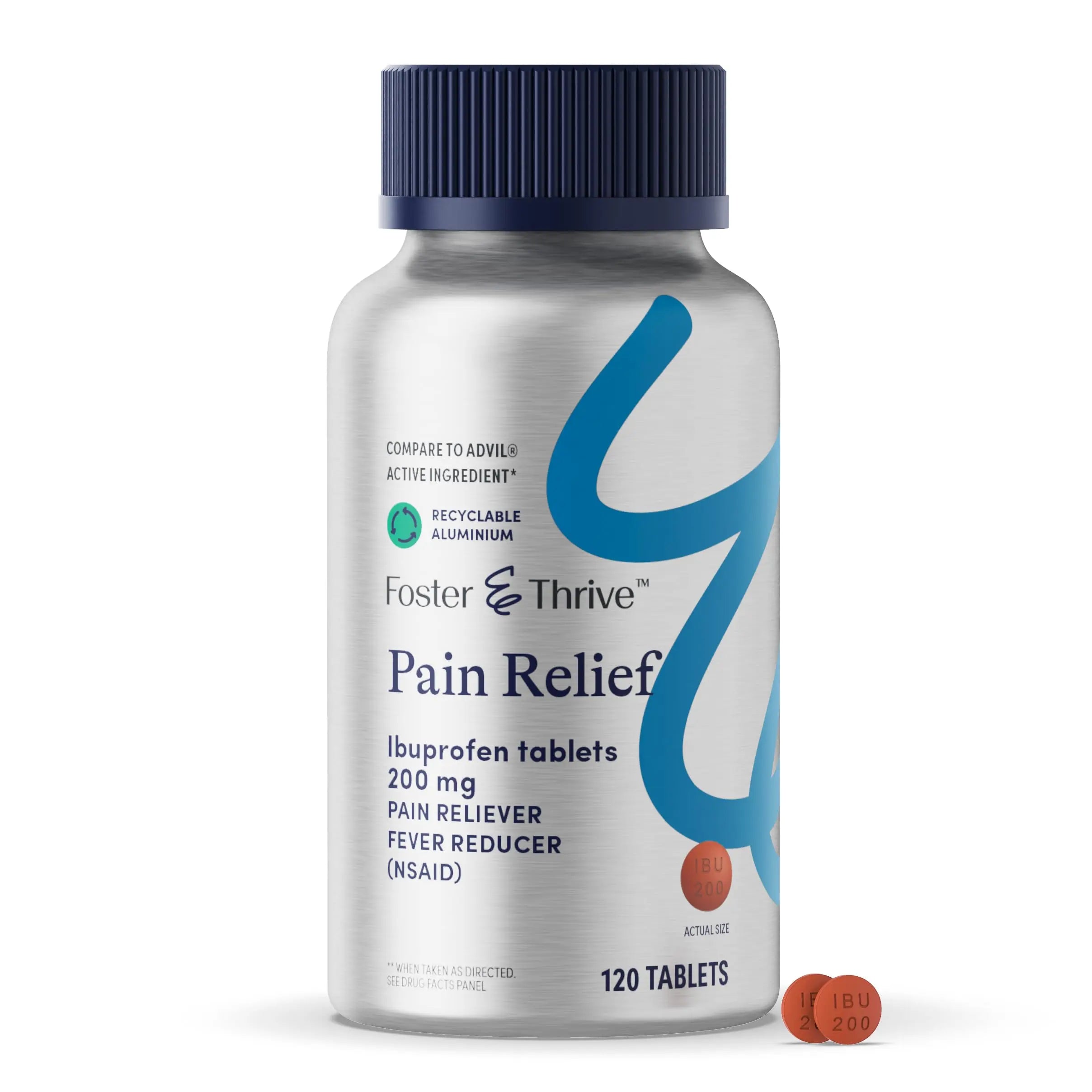 Foster & Thrive Ibuprofen 200mg Tablets for Joint, Knee, Arthritis, and Back Pain Relief, Fever Reducer, Alleviates Body Aches and Headaches, NSAID, 120 Coated Tablets Foster & Thrive buy supplements canada