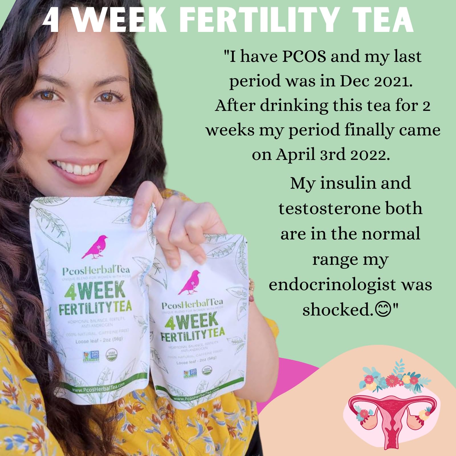 PCOS Cystem Tea with Organic Red Raspberry Leaf, Vitex, Spearmint Tea Supports Fertility PCOS Herbal Tea buy supplements canada