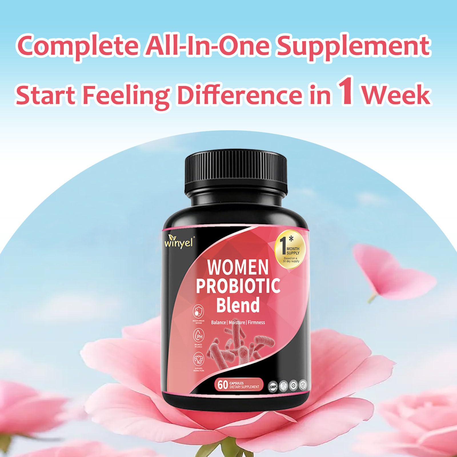 WINYEL Vaginal Probiotics for Women with Prebiotics & Herbal Blend – pH Balance & Feminine Health Support – Multi-Strain Lactobacillus for Vaginal Flora, WINYEL buy supplements canada