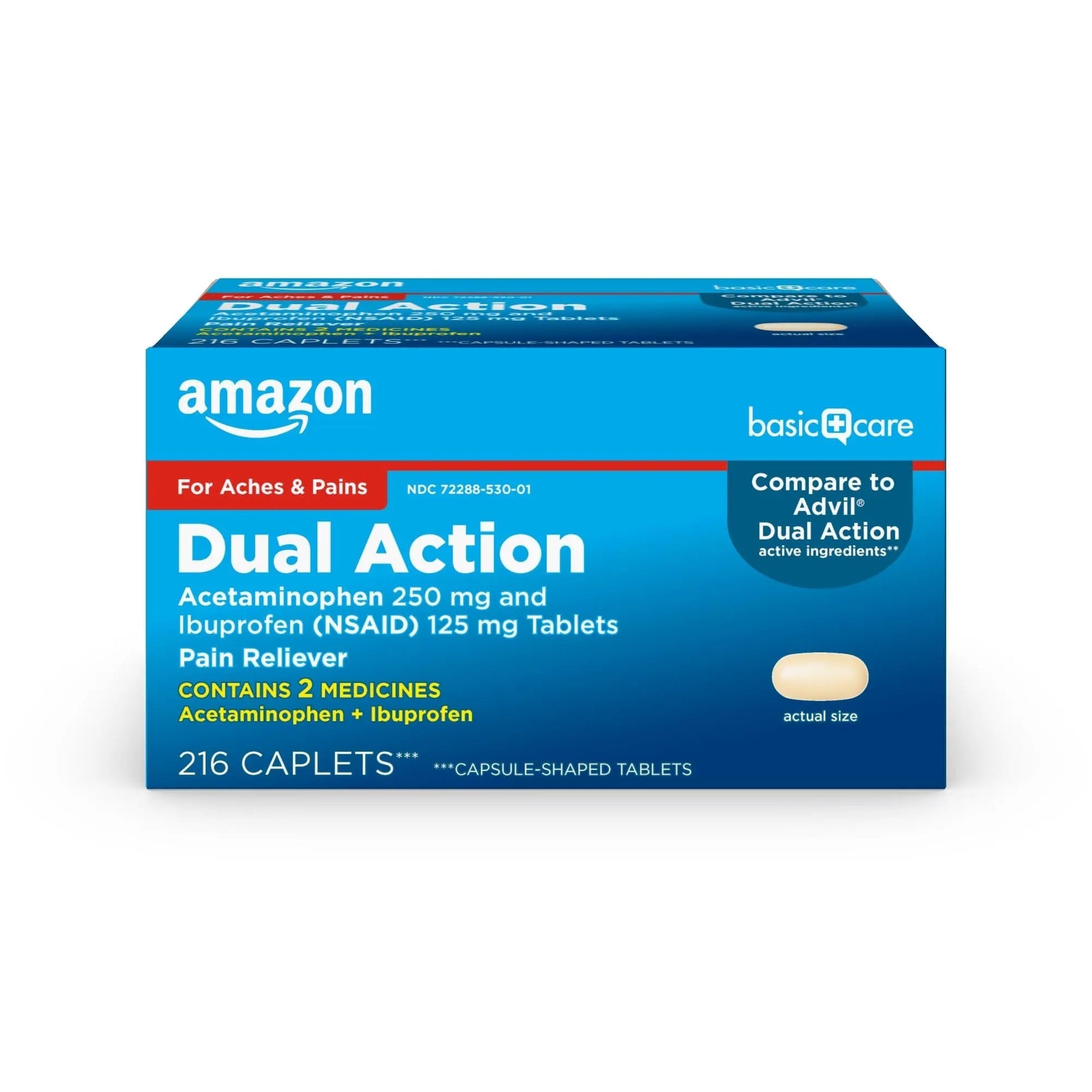 Amazon Basic Care Dual Action Acetaminophen 250 mg and Ibuprofen (NSAID) 125 mg Tablets, Pain Reliever for Headache, Backache, Menstrual Pain, Arthritis Pain Relief, 216 Count Amazon Basic Care buy supplements canada