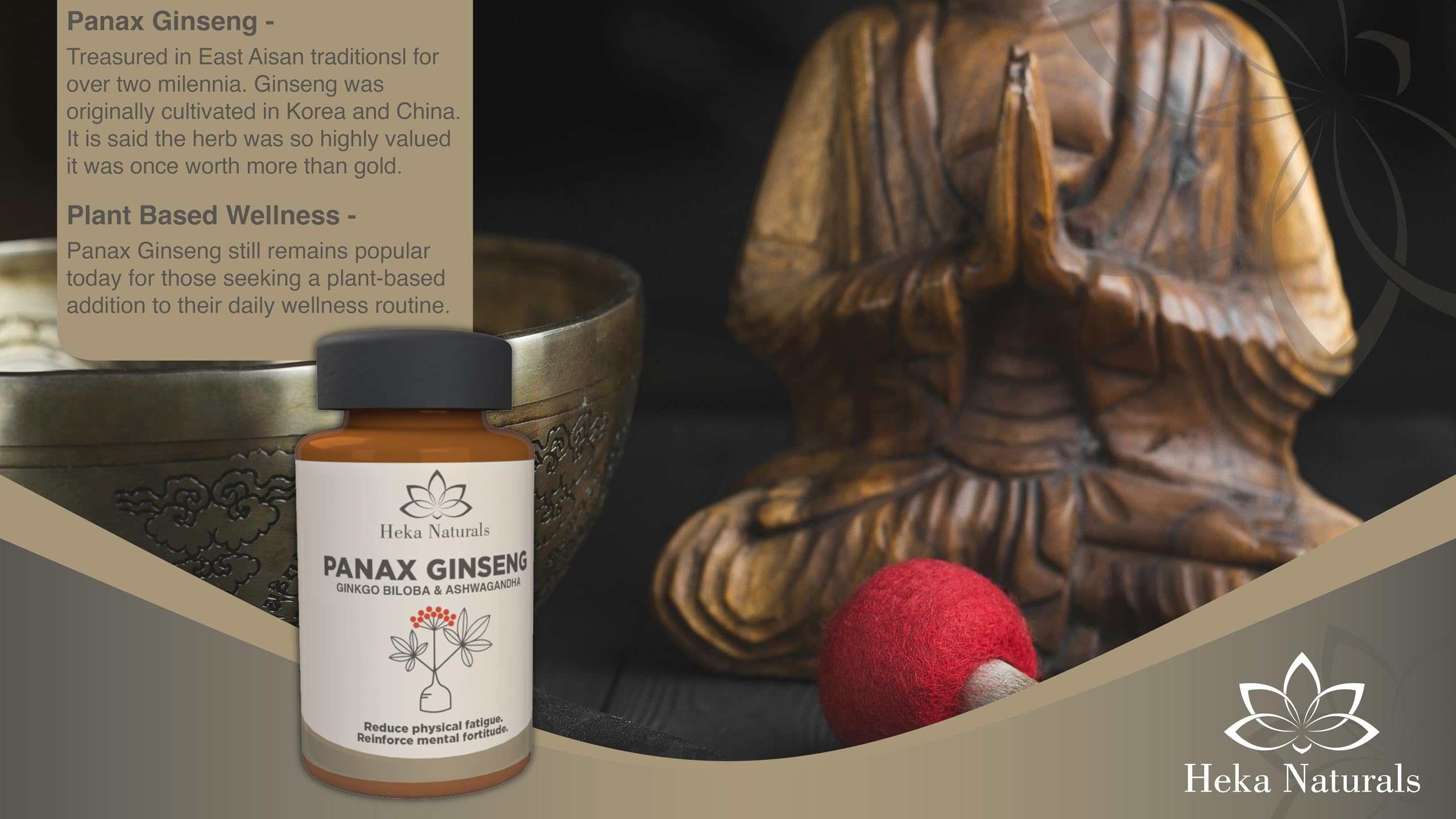 Heka Naturals Panax Ginseng Complex | 90 Capsules with Korean Ginseng, Ginkgo Biloba, Ashwagandha, Beetroot & Green Tea, Botanical Blend with Herbal Ingredients for Balanced | Food Supplement Heka Naturals buy supplements canada