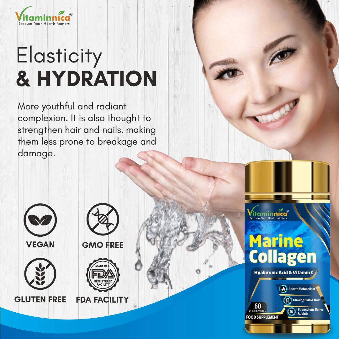 Vitaminnica Marine Collagen Capsules with Hyaluronic Acid & Vitamin C - Skin, Hair, Bones & Joints Vitaminnica Because your Health Matters buy supplements canada