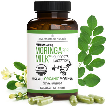 Lactation Supplement - Organic Moringa Capsules for Breastfeeding Support to Increase Breastmilk Supply (120 ct) Pure Malunggay Leaf Powder for Milk Production Booster Sweetbottoms buy supplements canada