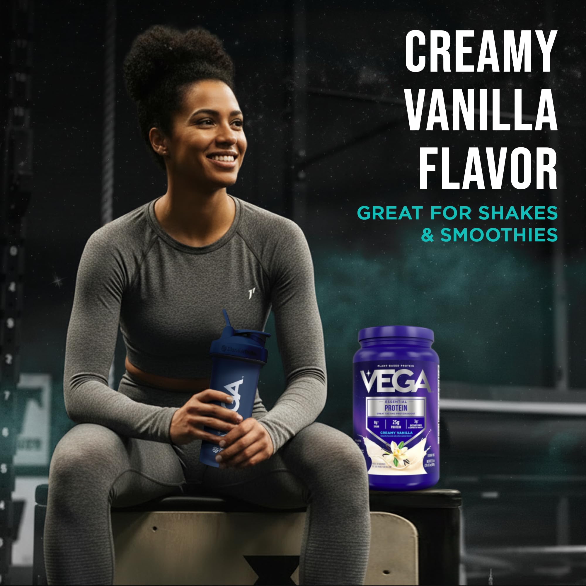 Vega Essential Protein – 25g Plant Based Protein Powder, Creamy Vanilla, Vegan for a Dairy-Free Vanilla Shake – Large Tub, 32.5oz (20 Servings) Vega buy supplements canada