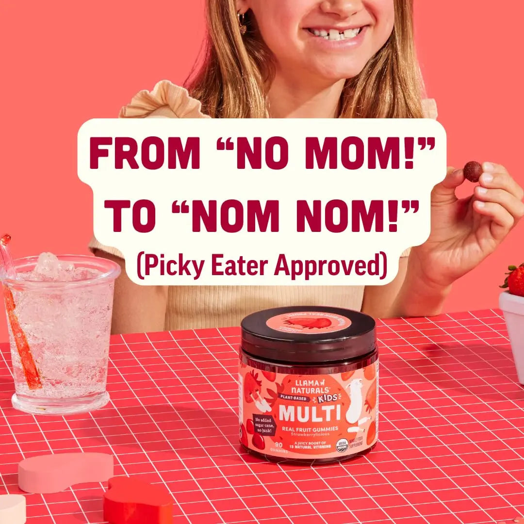 Llama Naturals Kids Multivitamin Gummies | Real Fruit, No Added Sugar Cane | Organic Vegan Toddler Whole Food Vitamins | Llama Naturals buy supplements canada