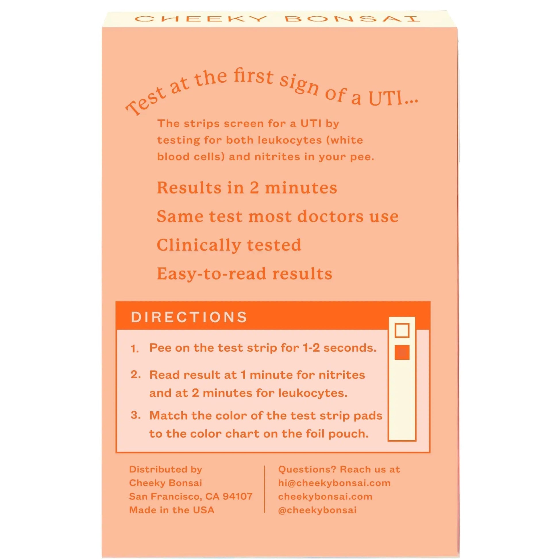 Cheeky Bonsai, Urinary Tract Infection (UTI) Test Strips, Accurate Results in 2 Minutes, Clinically Tested, Same Test Doctors Use, Easy to Read Results, 3 Count Cheeky Bonsai buy supplements canada
