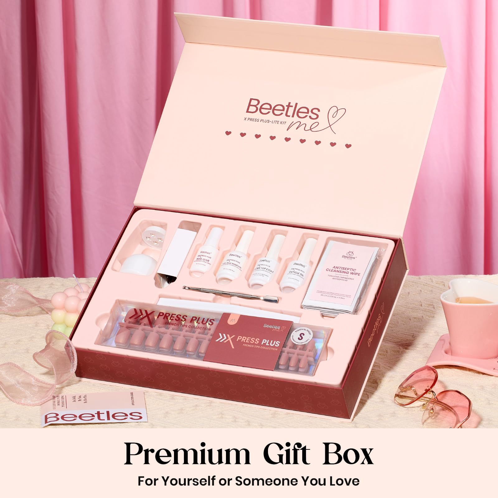 Beetles Cat Eye Nails Kit - Enchanted Aurora | 7 Colors Cat Eye Press On Nails Medium Almond | 224Pcs 16 Sizes All-in-One Kit With Nail Glue,Remover,Builder Top Coat,Nail Lamp Gift beetles Gel Polish buy supplements canada