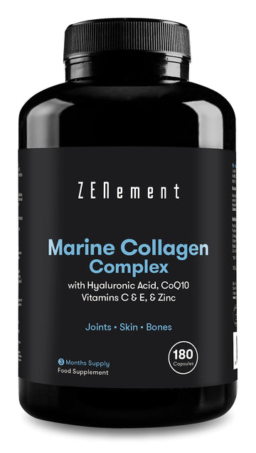 Marine Collagen Complex, with Hyaluronic Acid, CoQ10, Vitamins C & E, & Zinc, 180 Capsules Zenement buy supplements canada