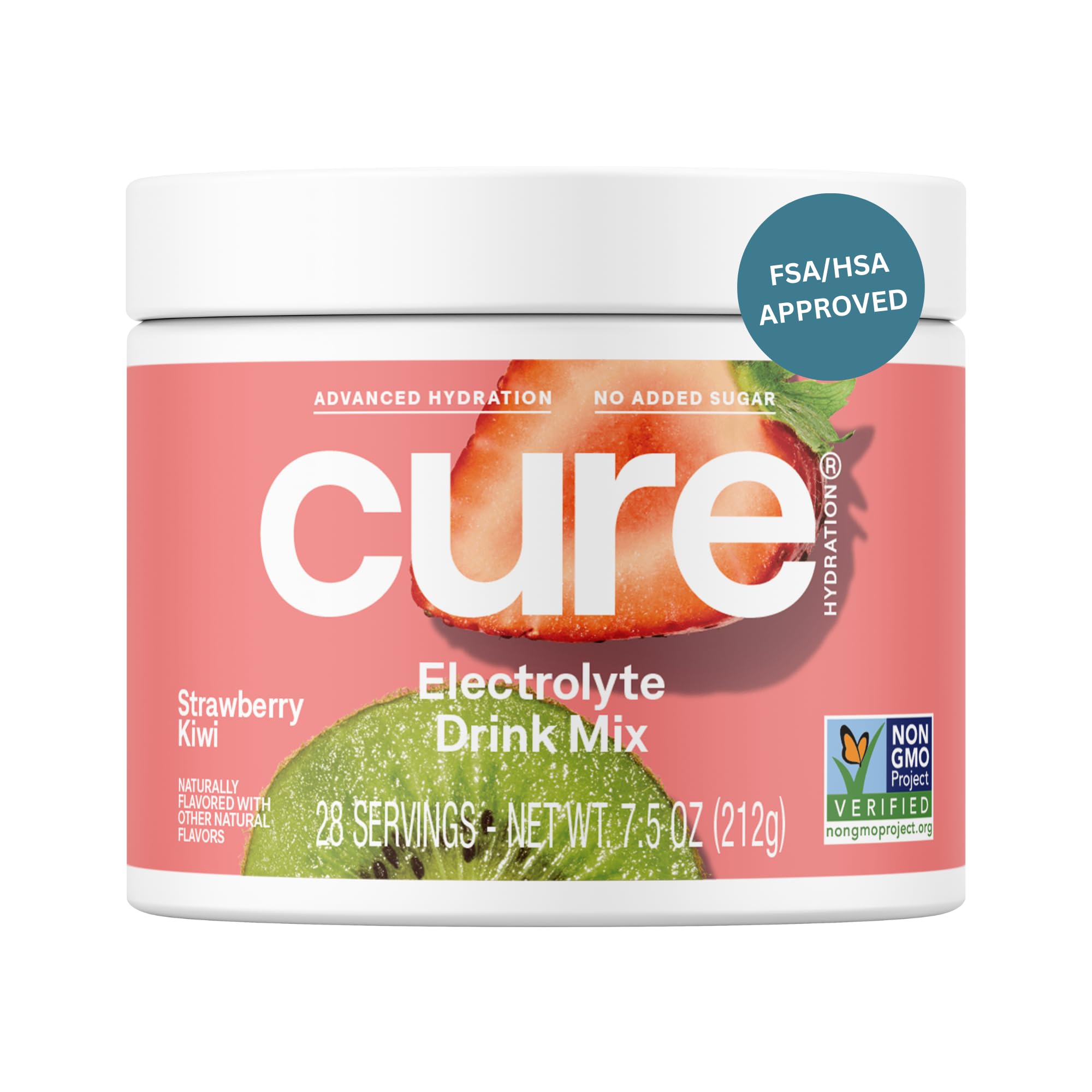Cure Hydration | Plant-Based Electrolyte Drink Mix | No Added Sugar | FSA-HSA | Dehydration Relief Powder Made with Coconut Water | Non-GMO | Vegan | 28 Servings Jar - Strawberry Kiwi Cure Hydration buy supplements canada