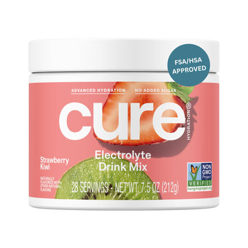 Cure Hydration | Plant-Based Electrolyte Drink Mix | No Added Sugar | FSA-HSA | Dehydration Relief Powder Made with Coconut Water | Non-GMO | Vegan | 28 Servings Jar - Strawberry Kiwi Cure Hydration buy supplements canada