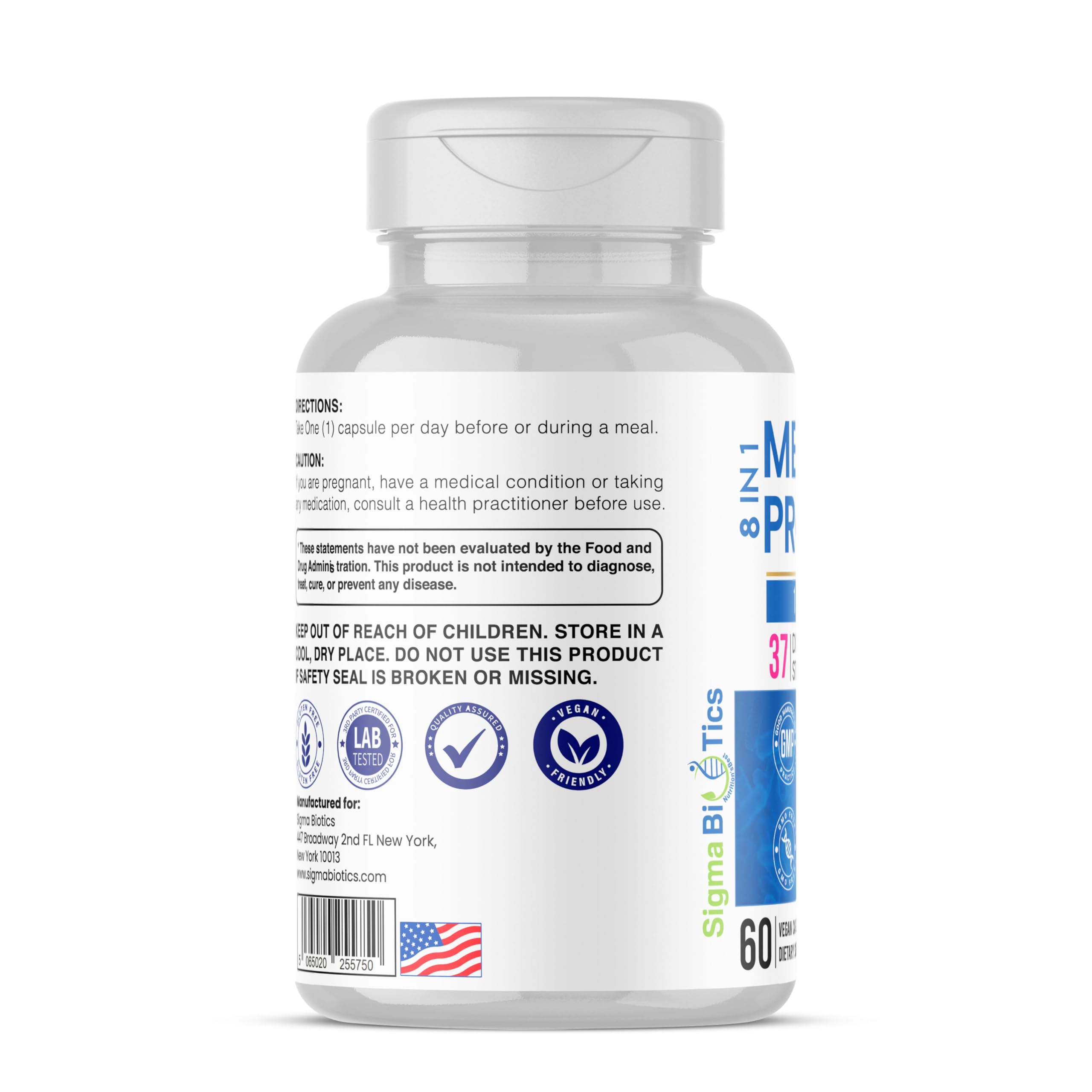 Probiotics for Men - 150 Billion CFU Acidophilus Capsules with Prebiotics & Postbiotics - Supports Gut Microbiome, Colon & Immune Health - 37 Strains with Digestive Enzymes - 60 Vegan Capsules SigmaBiotics buy supplements canada