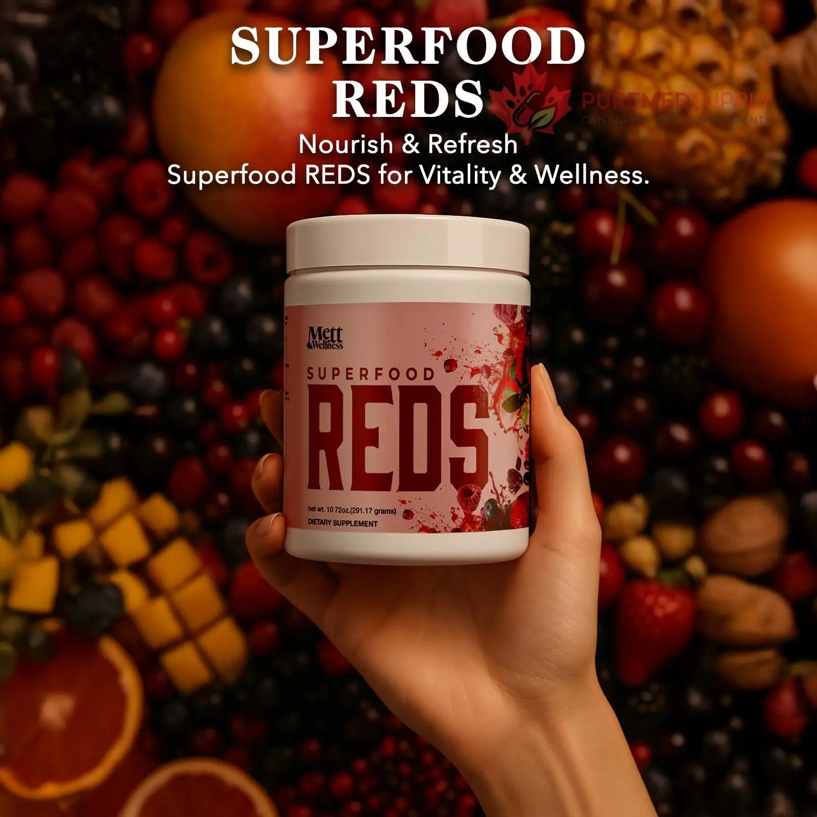 Mett Wellness Superfood REDS | 10.72 oz | With Vitamins A, C & E | Helps Maintain Nitric Oxide Levels | Supports Daily Wellness Mett Wellness buy supplements canada