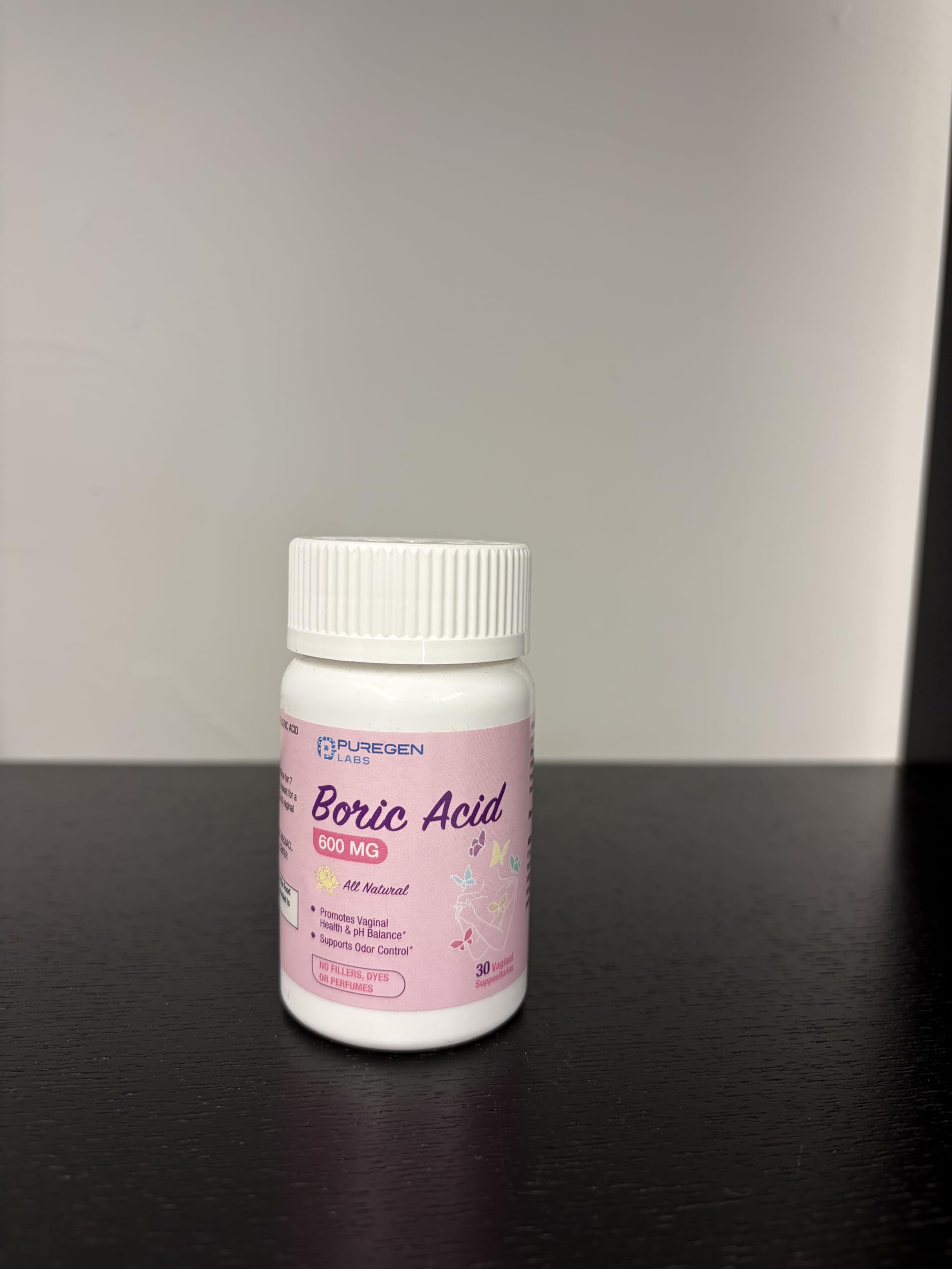 Puregen Labs Boric Acid 600 mg Vaginal Suppositories - 100% Pure | All Natural Without Dyes or Fillers | Made in USA - Supports Vaginal pH Balance and Odor Control (30 Count) P Puregen Labs buy supplements canada