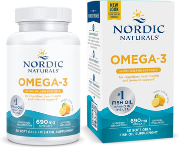Nordic Naturals Omega-3 in Fish Gelatin, Lemon Flavor - 60 Fish Gels - 690 mg Omega-3 - Fish Oil - EPA & DHA - Immune Support, Brain & Heart Health, Optimal Wellness - Non-GMO - 30 Servings Nordic Naturals buy supplements canada