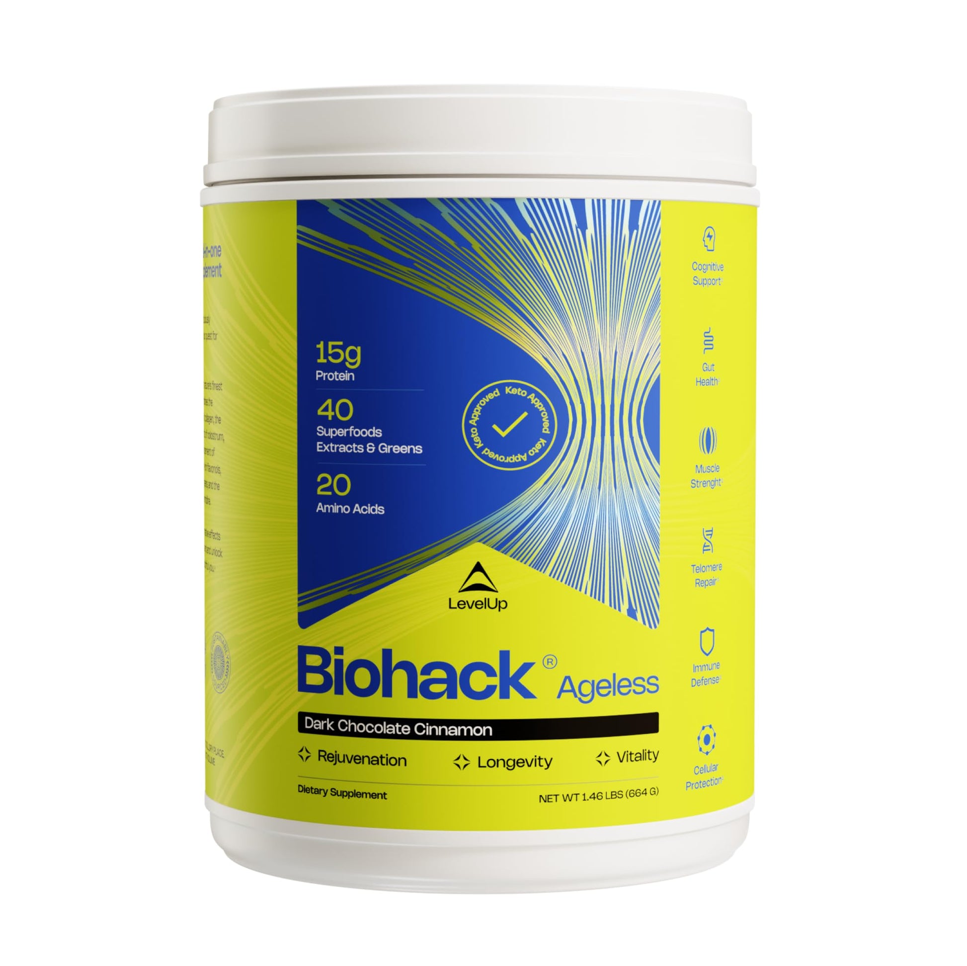 LevelUp Biohack Ageless: Colostrum Collagen Superfoods Antioxidants Spermidine Amino Acids Creatine for Women and Men, Total Body Rejuvenation (Dark Chocolate Cinnamon) LevelUp buy supplements canada