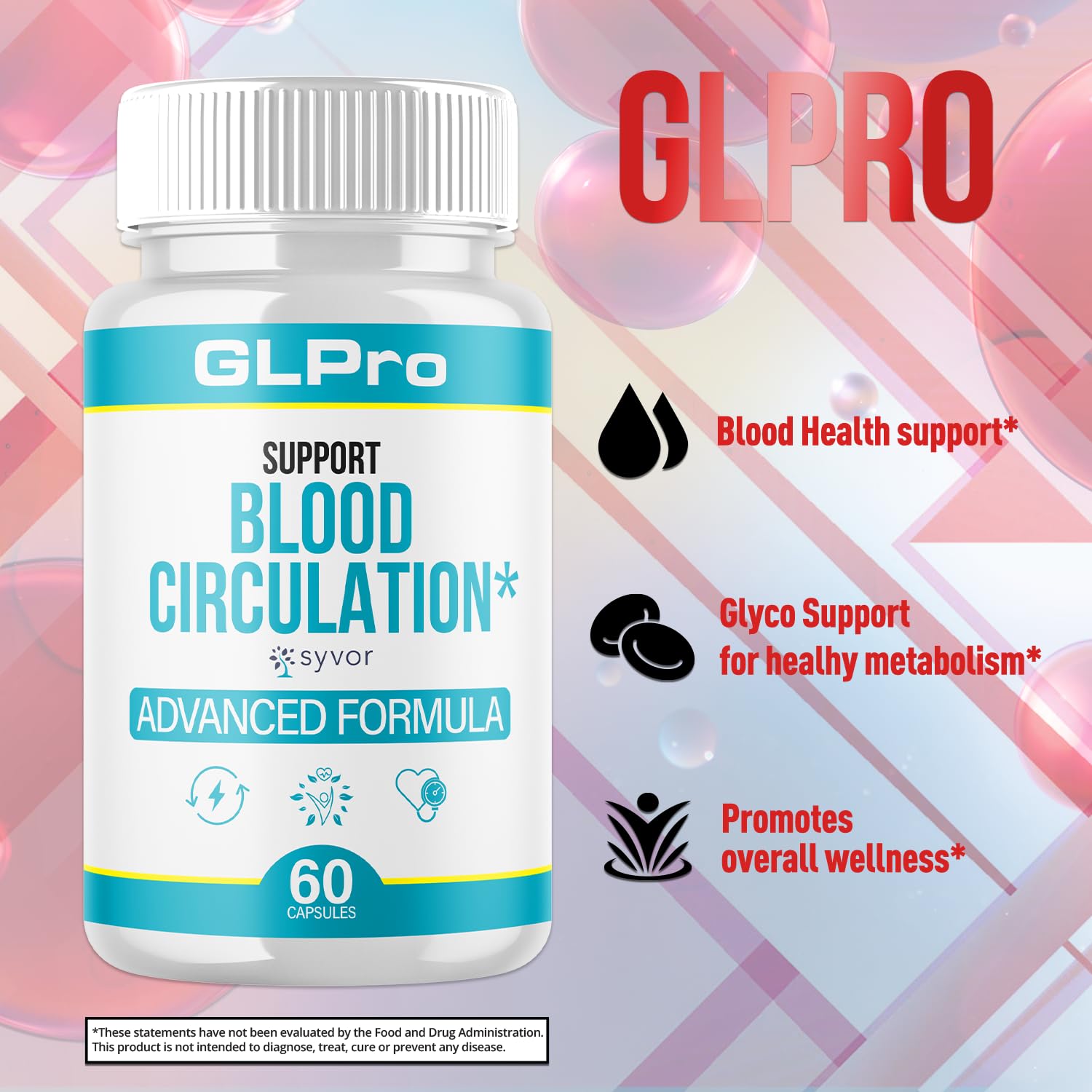GLPro Blood Capsules, Official GLPro Blood Health Support Pills with All Natural Ingredients, Advanced Formula Supplement with Maximum Strength Premium Vitamins for Women and Men (60 Capsules) Syvor buy supplements canada