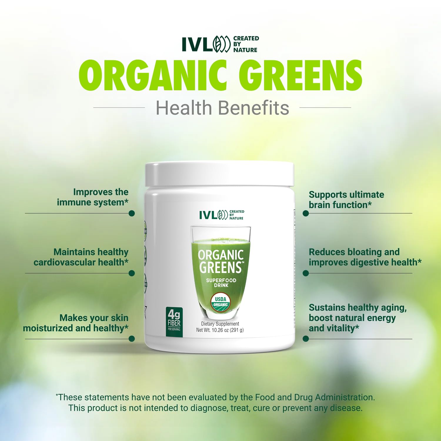 IVL - Organic Greens - Organic Superfood Drink - Loaded with Antioxidants, Micronutrients, Prebiotics & Probiotics - for Immune Support, Digestive Health - Great Taste (1 Pack, 30 Servings) IVL buy supplements canada