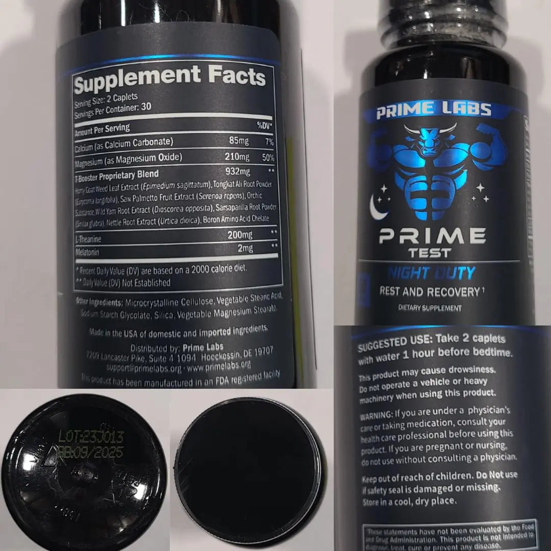 Prime Labs Night Duty - Nighttime Testosterone Booster & Sleep Support - PM Rest & Muscle Recovery Supplements - 60 Count Prime Labs buy supplements canada