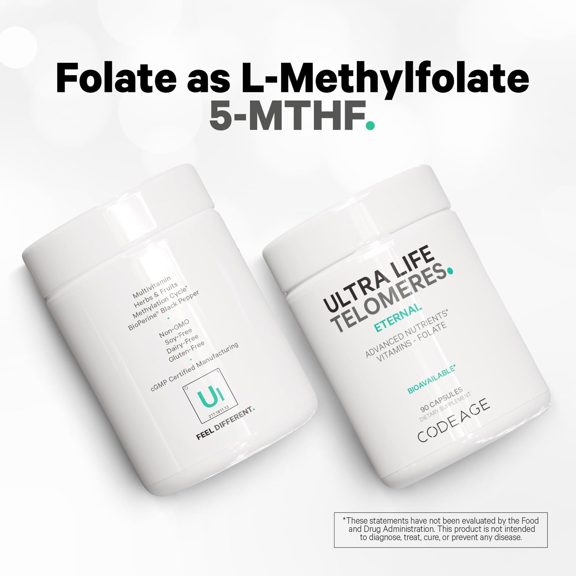 Codeage Ultra Life Telomeres Supplement - 5 MTHF Folate Vitamin B9, Vitamin B12 Methylcobalamin, Vitamin D3, L-Theanine, Ashwagandha - 3-Month Supply - DNA, Methylation Cycle - Non-GMO - 90 Capsules Codeage buy supplements canada