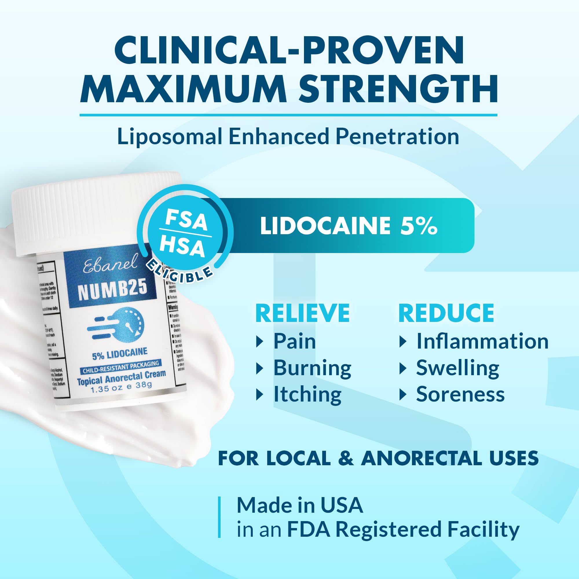 Ebanel 5% Lidocaine Numbing Cream, Pain Relief Burn Itch Numb Cream, Maximum Strength Numb25 Topical Anesthetic with Allantoin, Vitamin E for Local and Anorectal Uses, Hemorrhoid Treatment, 1.35 Oz Aus Healthcare buy supplements canada