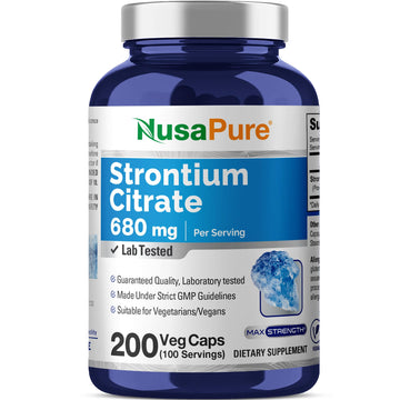 NusaPure Strontium Citrate - Suitable for Vegetarian/Vegan, Non - GMO - 680 mg 200 Capsules NusaPure buy supplements canada