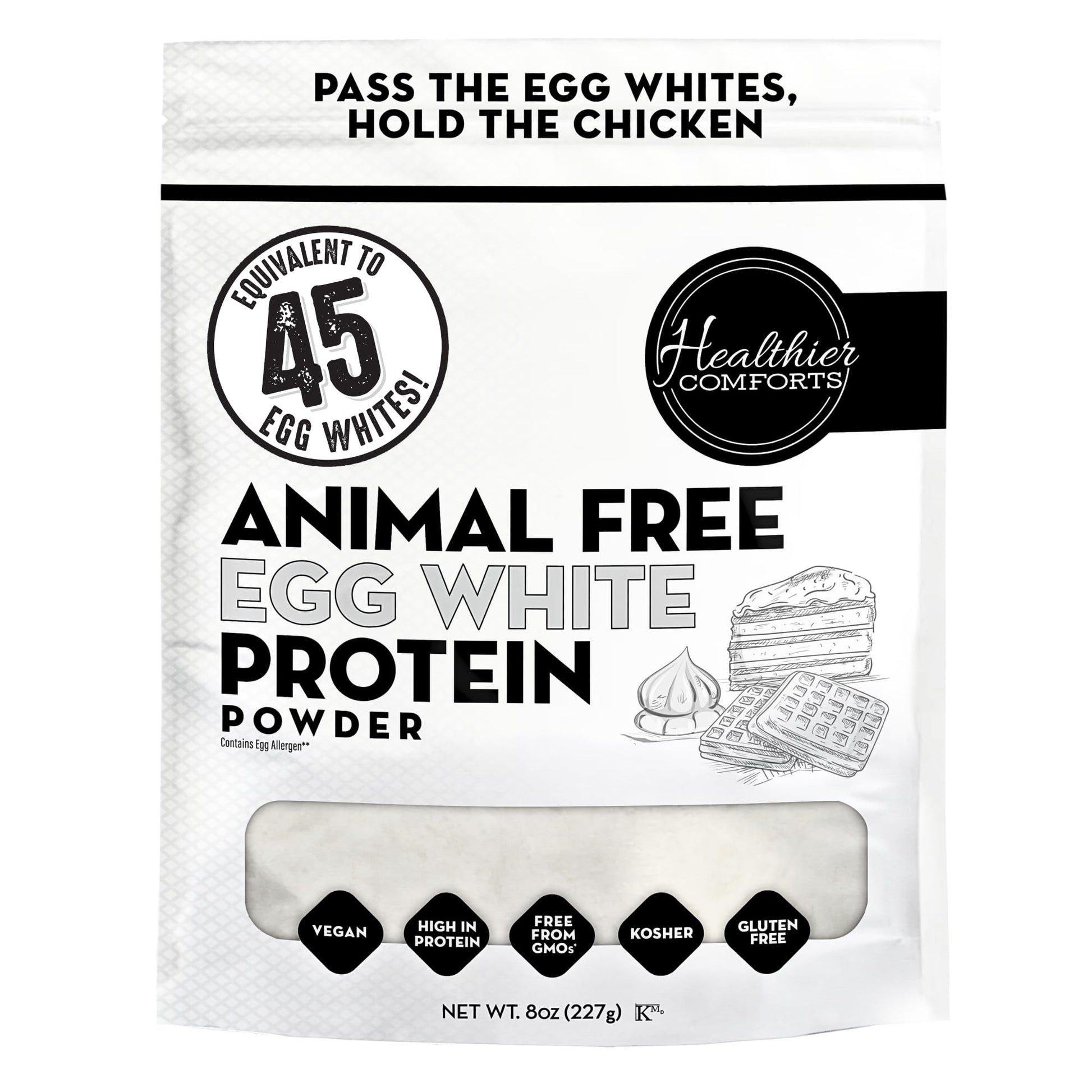 Healthier Comforts Animal-Free Egg White Protein Powder | Make Vegan Egg Omelets, Angel Food Cake, Meringue, Protein Shakes | Whips and Binds Just Like Traditional Egg Whites (8 oz) Healthier Comforts buy supplements canada