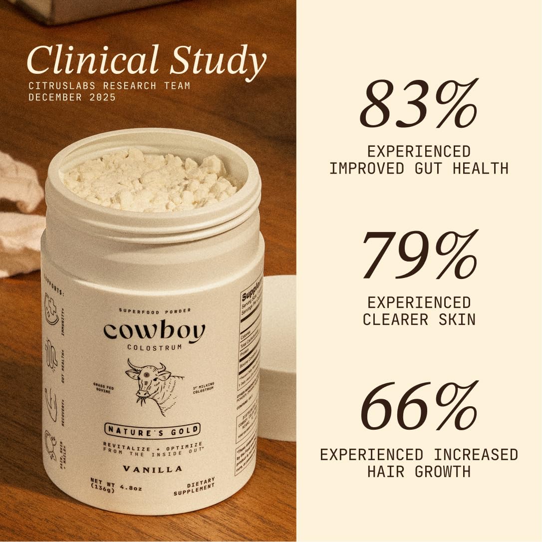 Cowboy - The Exclusive 1st Milking, Whole, Grass Fed Colostrum Supplement for Full Body Health - Bovine Colostrum Powder Packed w/Bioactive Nutrients - Sugar Free (Vanilla, 40 Servings) COWBOY COLOSTRUM buy supplements canada