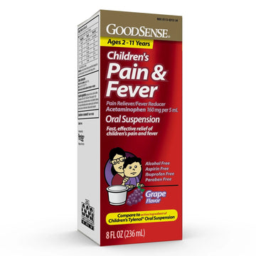 GoodSense Children's Pain and Fever, Acetaminophen 160 mg per 5 mL Oral Suspension, Grape Flavor, 8 FL OZ GoodSense buy supplements canada