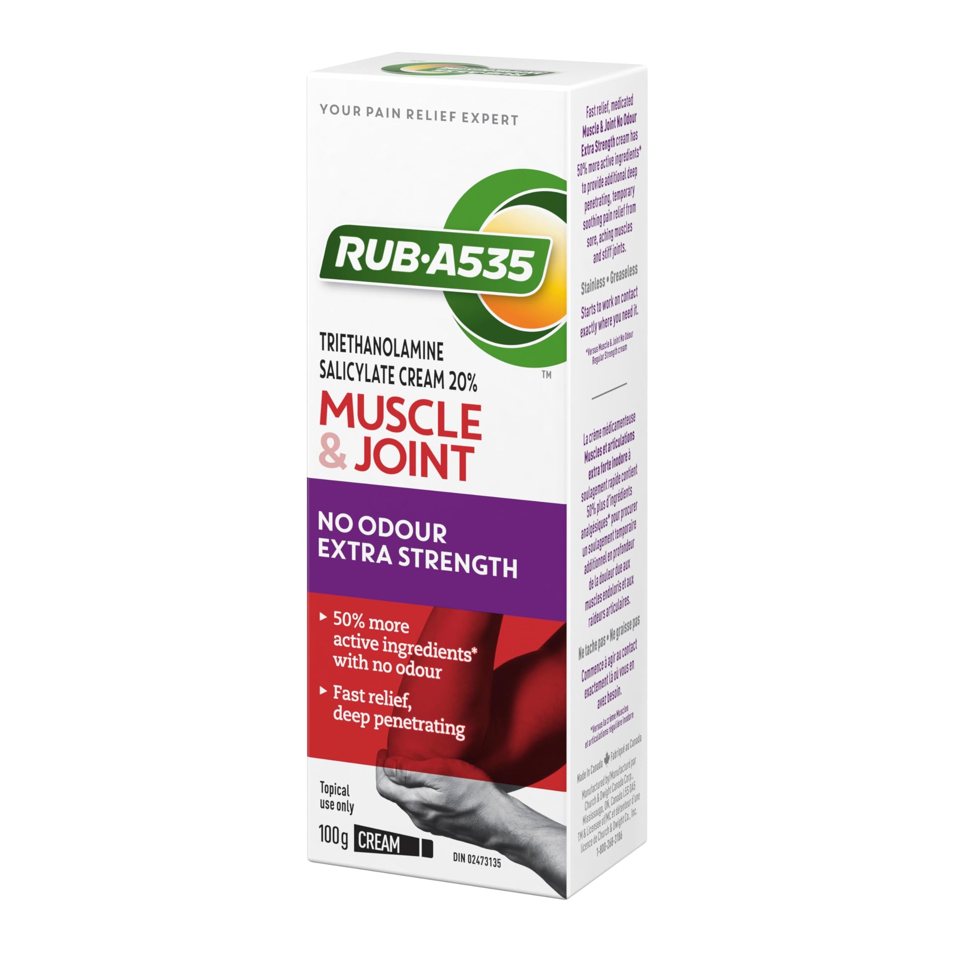 RUB A535 ULTRA STRENGTH NO ODOUR CREAM For Deep Penetrating Relief of Muscle, Joint & Arthritic Pain 100 g Rub A535 buy supplements canada