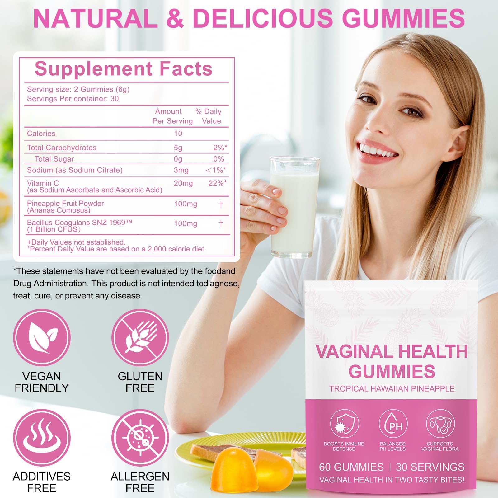 Vital Source Feminine Gummies - Feminine Balance Gummies for Women ph Natrual Famale Balance Cummie - Collagen Gummie - Pineapple PH Balance Gummie for Women Support Women’s Health - 60PCS Tooffi buy supplements canada