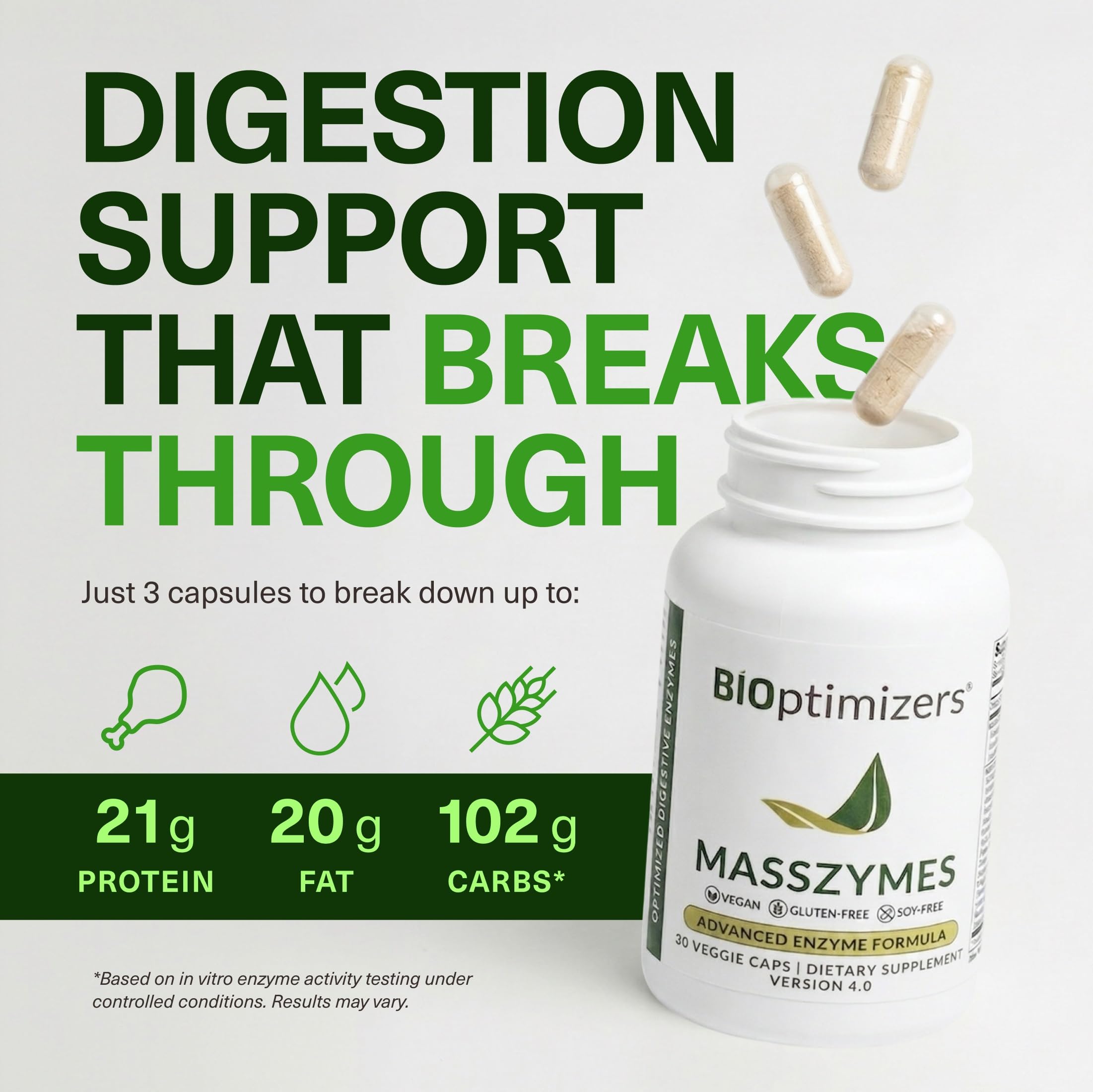 BIOptimizers MassZymes - Complete Digestive Enzymes Supplement for Gut Health - Bloating Relief for Men and Women - Lipase Amylase Bromelain Digestive Enzymes (30 Capsules) BIOptimizers buy supplements canada