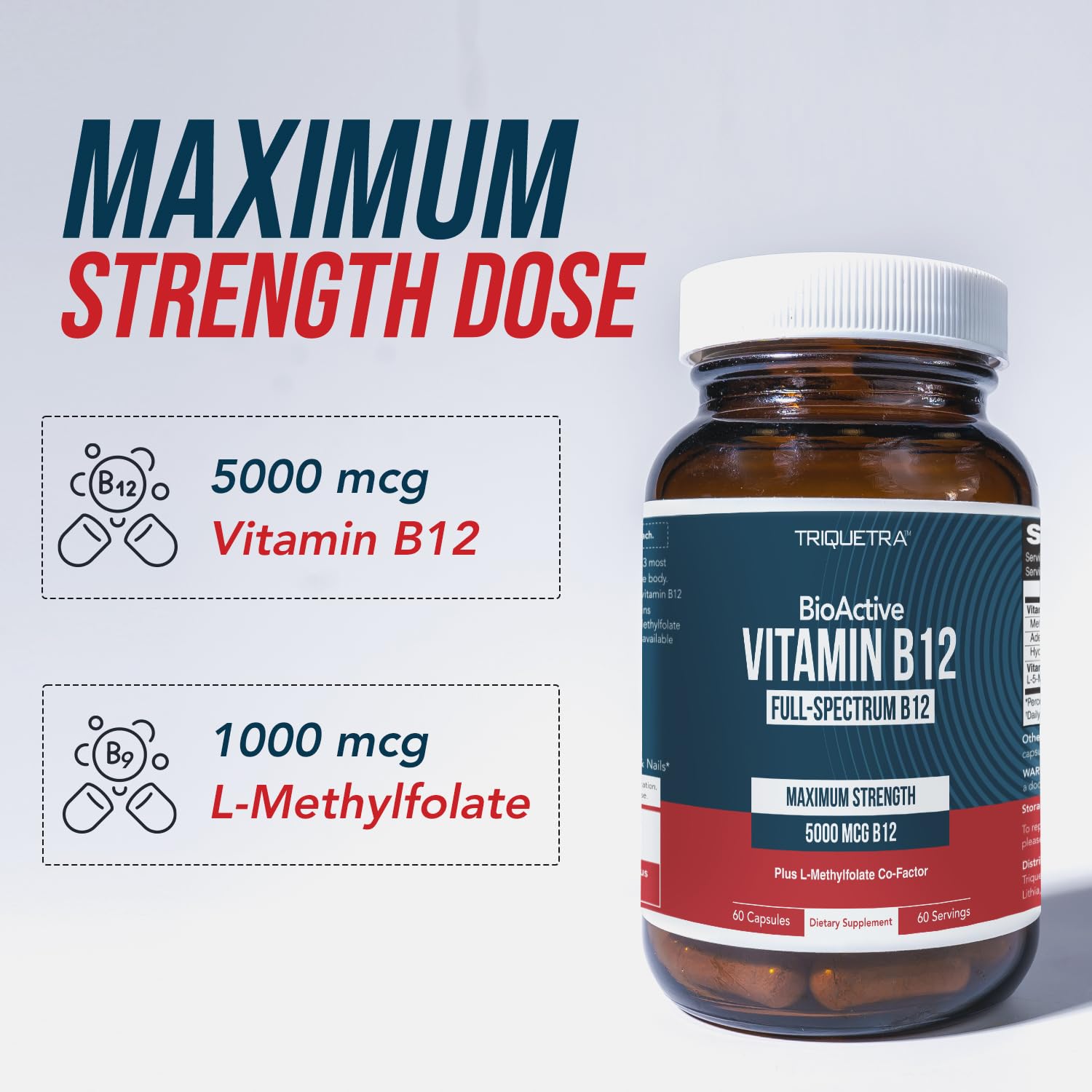 BioActive Vitamin B12 - 5000 mcg, Contains 3 BioActive Forms B12 Plus Methylfolate Cofactor - Methyl B12, Adenosyl B12 & Hydroxy B12 | Supports Energy Triquetra Health buy supplements canada