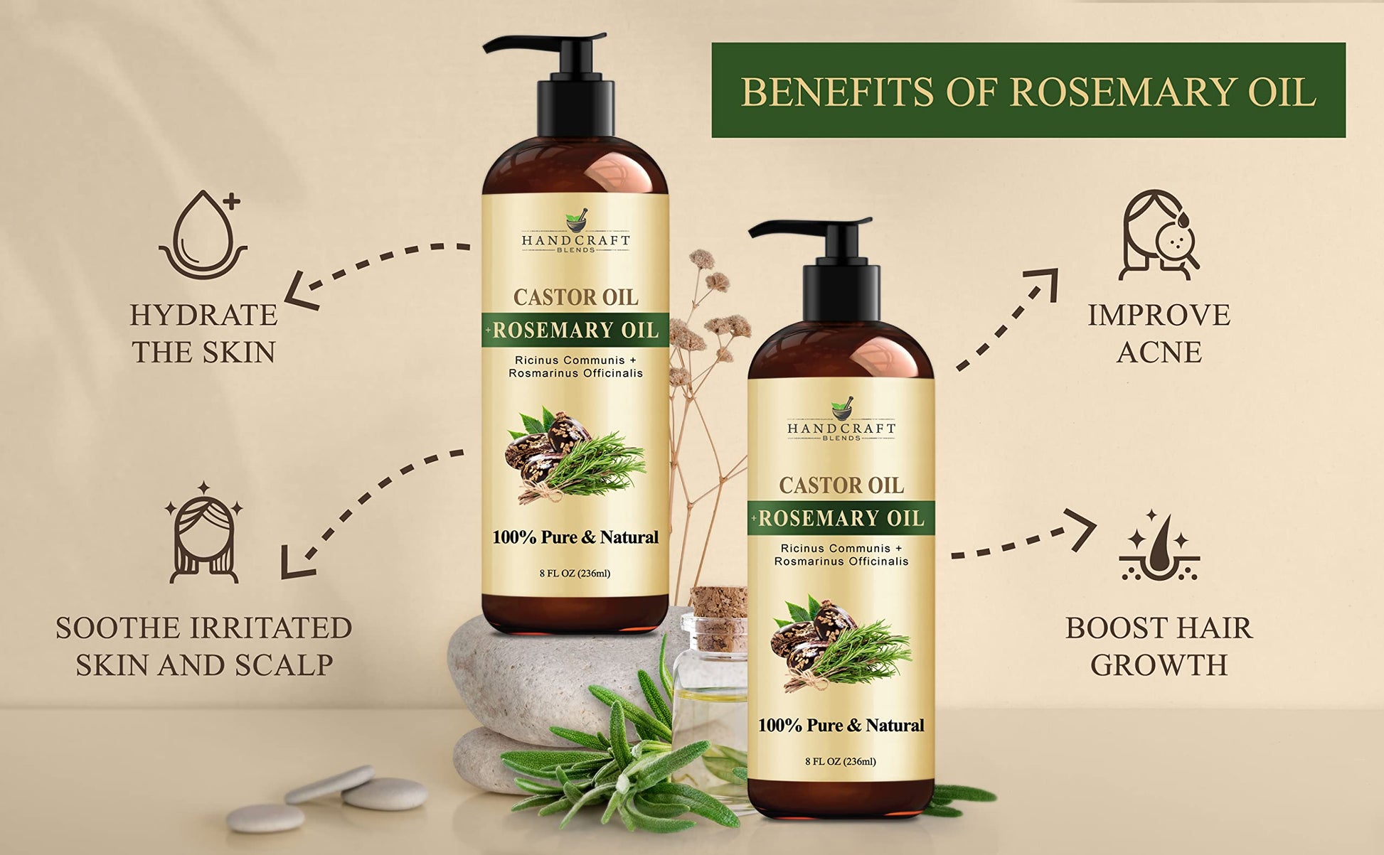 Handcraft Blends Castor Oil with Rosemary Oil for Hair Growth, Eyelashes, Eyebrows Handcraft Blends buy supplements canada
