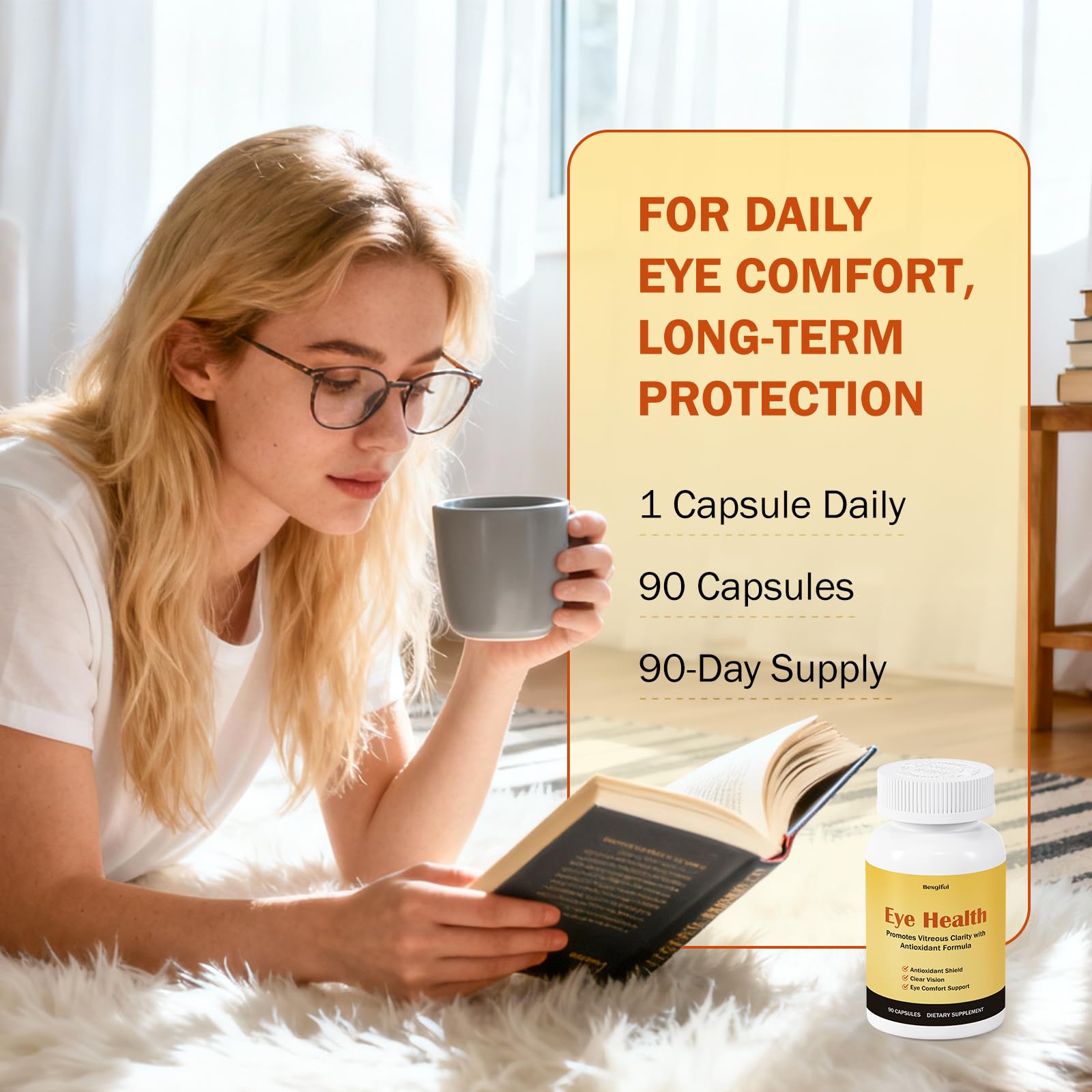 Besgiful Eye Supplement for Vitreous Health, Promotes Clear Vision, Improves Eye Strain & Dryness, Reduces Squiggly Lines, Eye Degeneration, Clear Eye Support, 90 Vegan Capsules Besgiful buy supplements canada