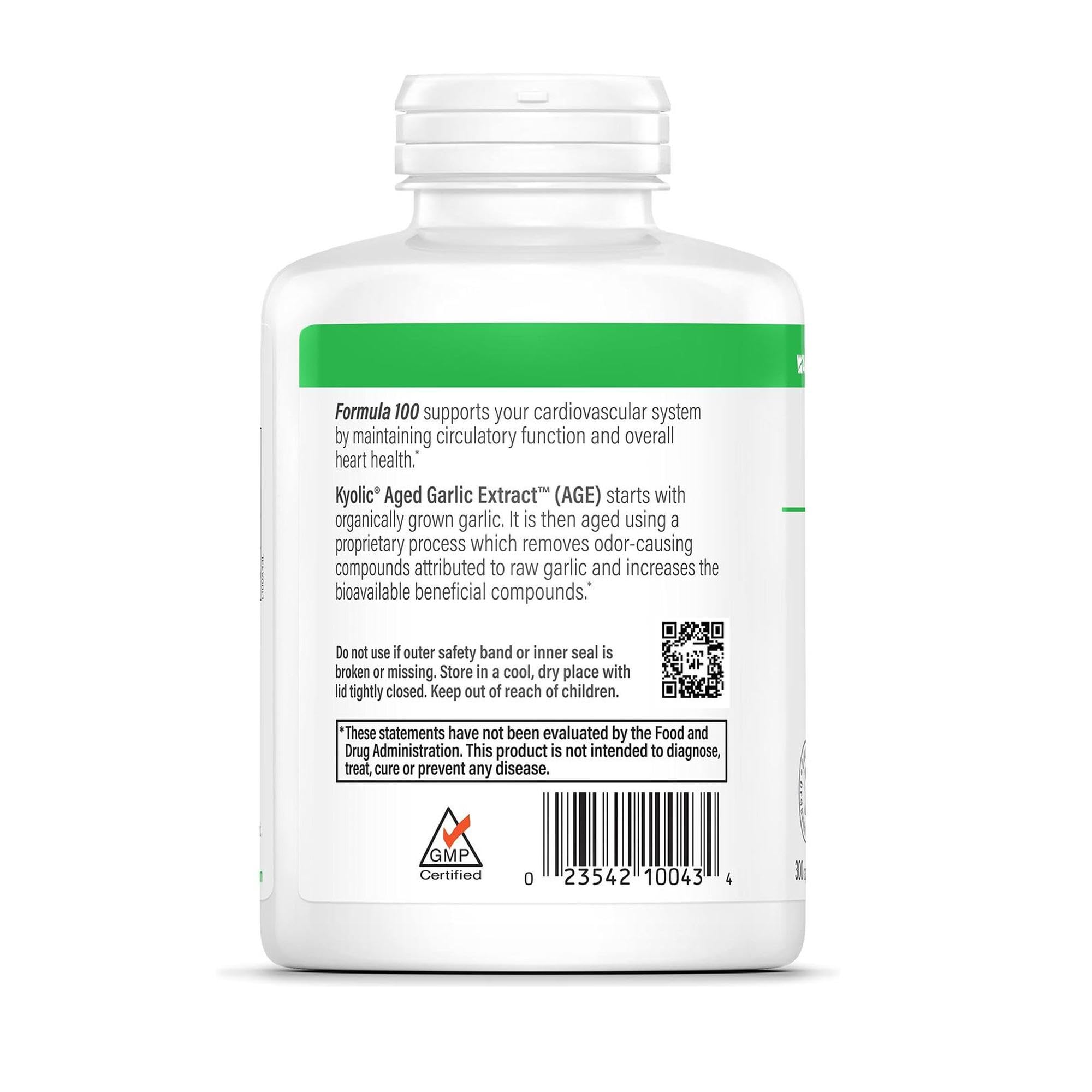 Kyolic Aged Garlic Extract Formula 100, Cardiovascular Health*, 300 Capsules. Kyolic buy supplements canada