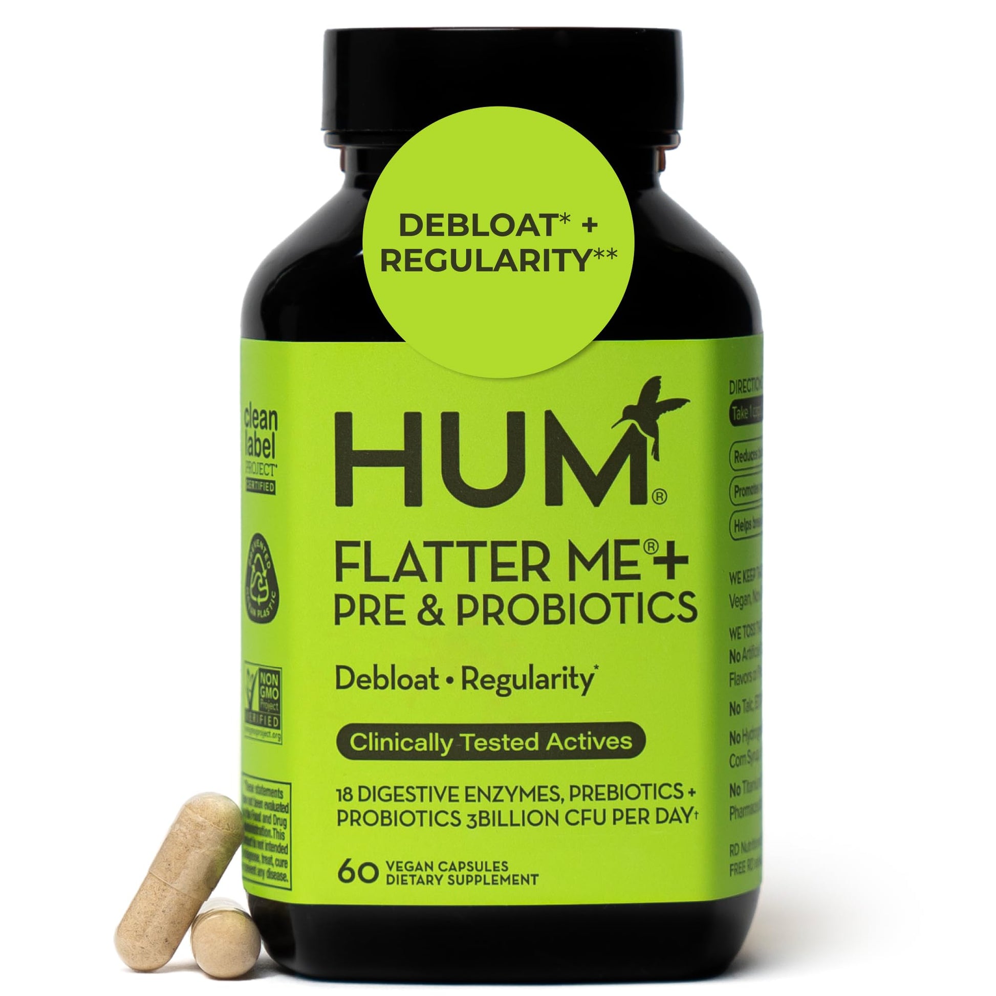 HUM Flatter Me Digestive Enzymes Plus Prebiotics & Probiotics, Digestive Health Bloating Supplement for Women & Men, Fast Acting Anti Bloat Pills Multi Enzyme HUM buy supplements canada