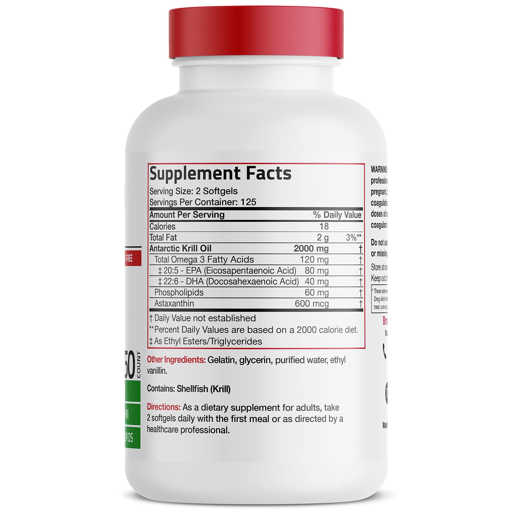 Bronson Antarctic Krill Oil 2000 mg with Omega-3s EPA, DHA, Astaxanthin and Phospholipi Bronson buy supplements canada
