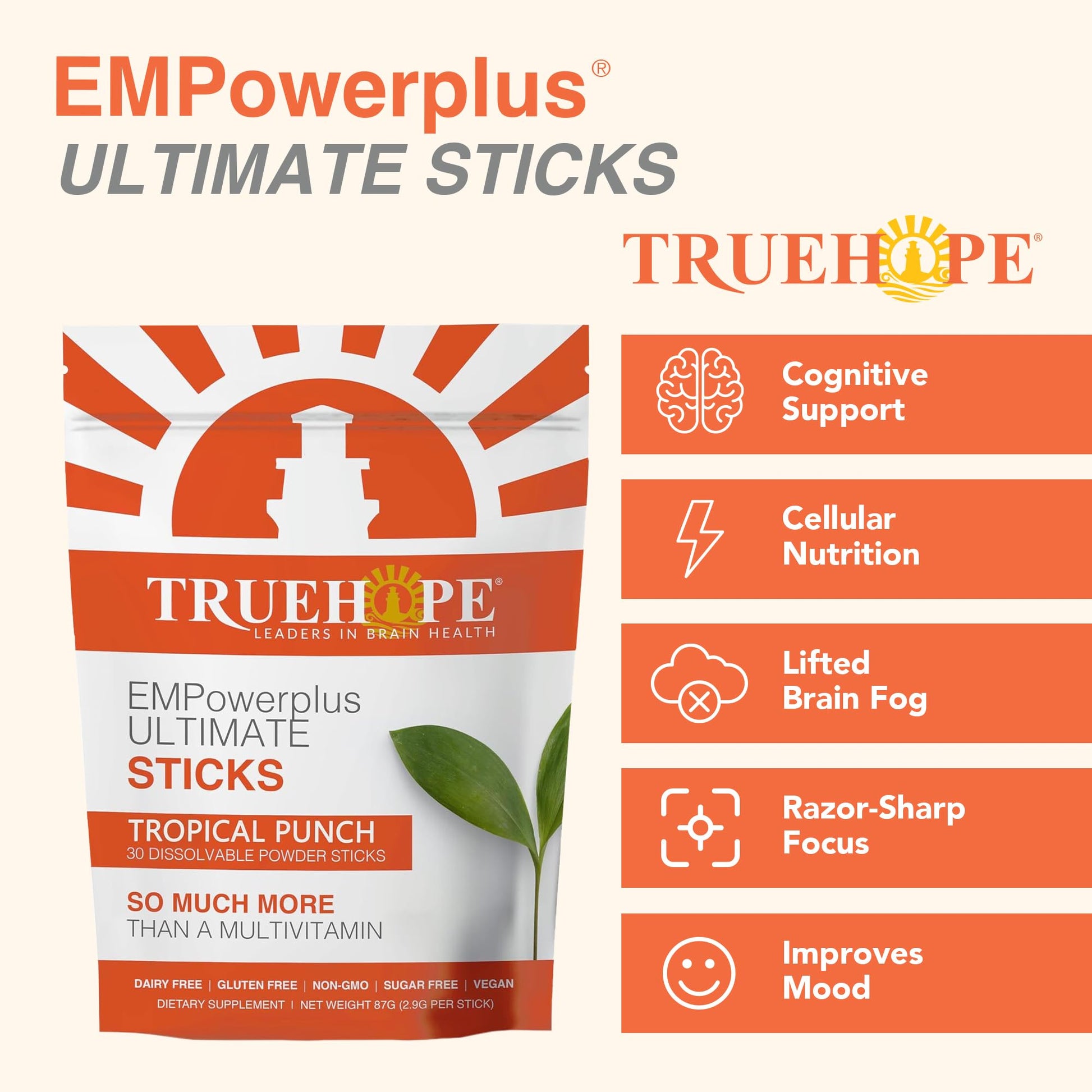 Truehope Multivitamin Nootropic Pouches with Inositol - Once-Per-Day EMPowerplus Ultimate Sticks - 30 Count (Tropical) Truehope buy supplements canada